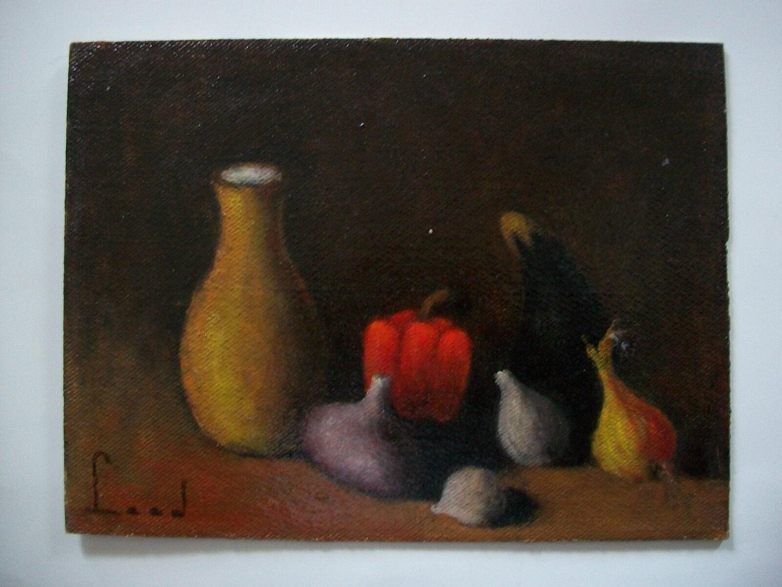 WALTER LOOD - Vintage still life oil painting on primed Masonite panel - signed lower left - unframed - Canada - circa 1970's.

Excellent vintage condition - no loss - no damage - no restoration - minor scuffs to the heavy gloss varnish - ready to