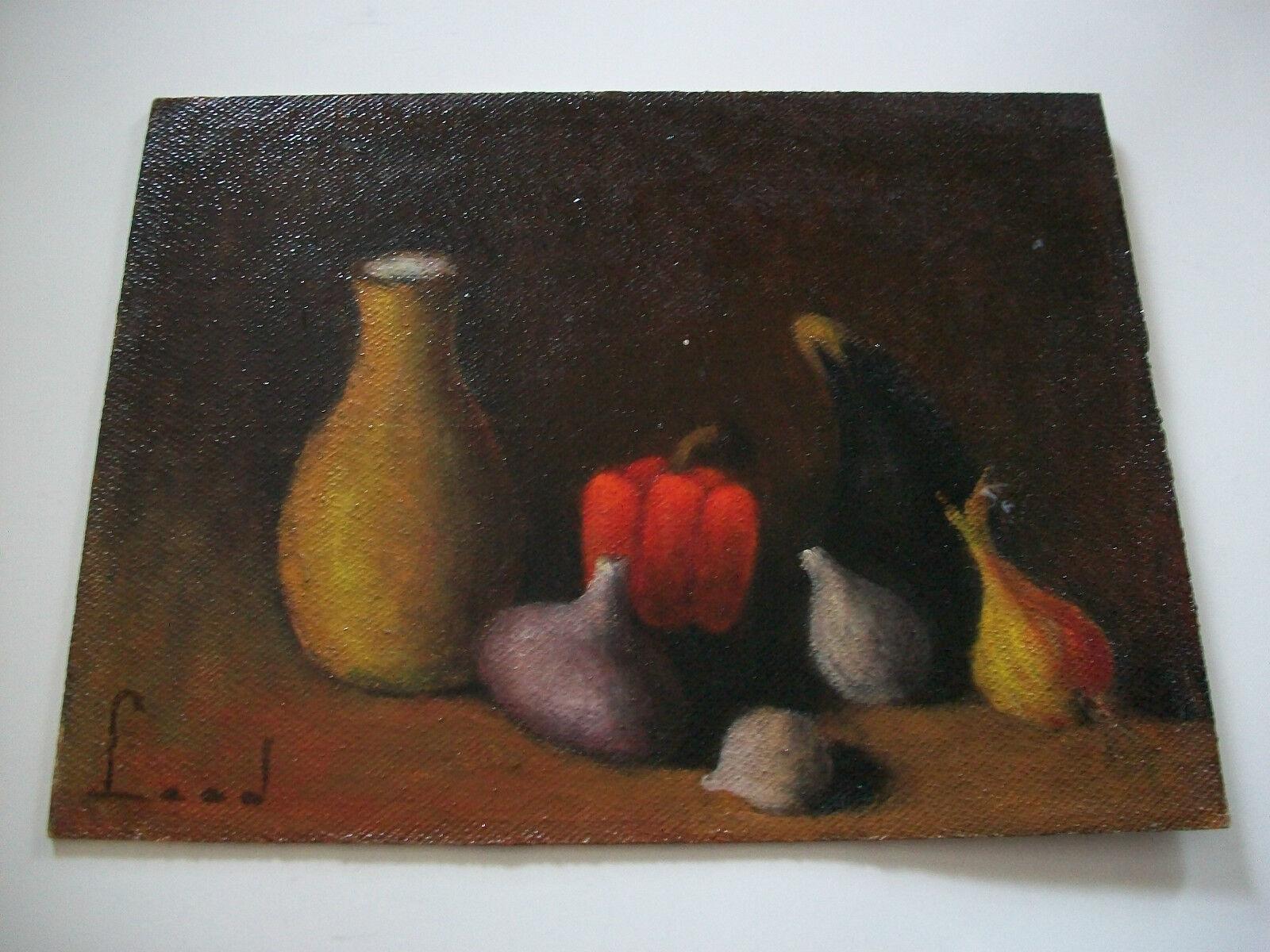 Mid-Century Modern WALTER LOOD - Still Life Oil Painting/Panel - Unframed - Signed - Circa 1970's For Sale