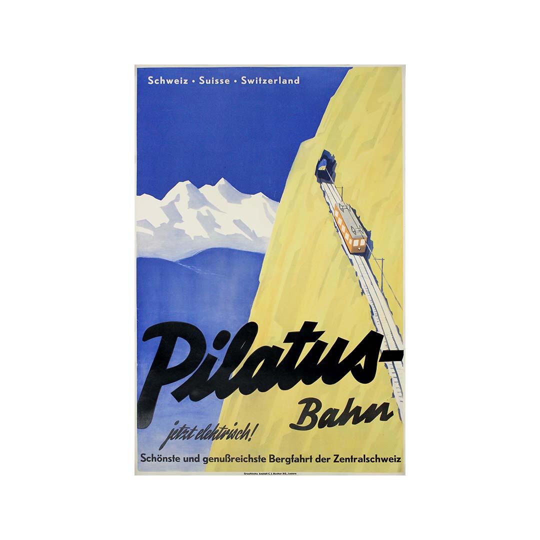 Walter Läublis Reiseplakat für die Pilatusbahn in der Schweiz aus dem Jahr 1937 im Angebot 2