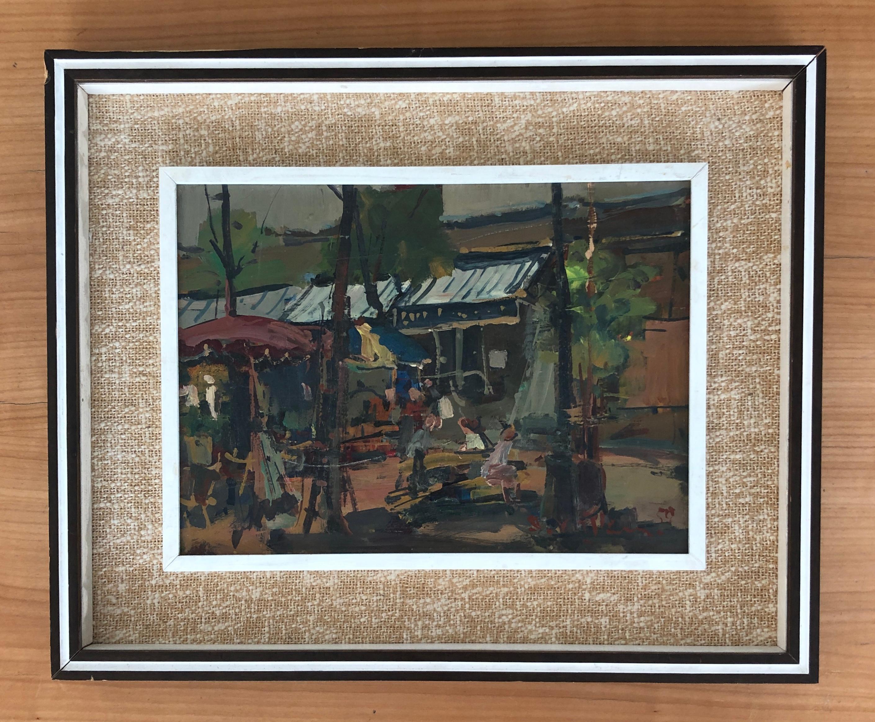 Market scene - Painting by Walter Mafli