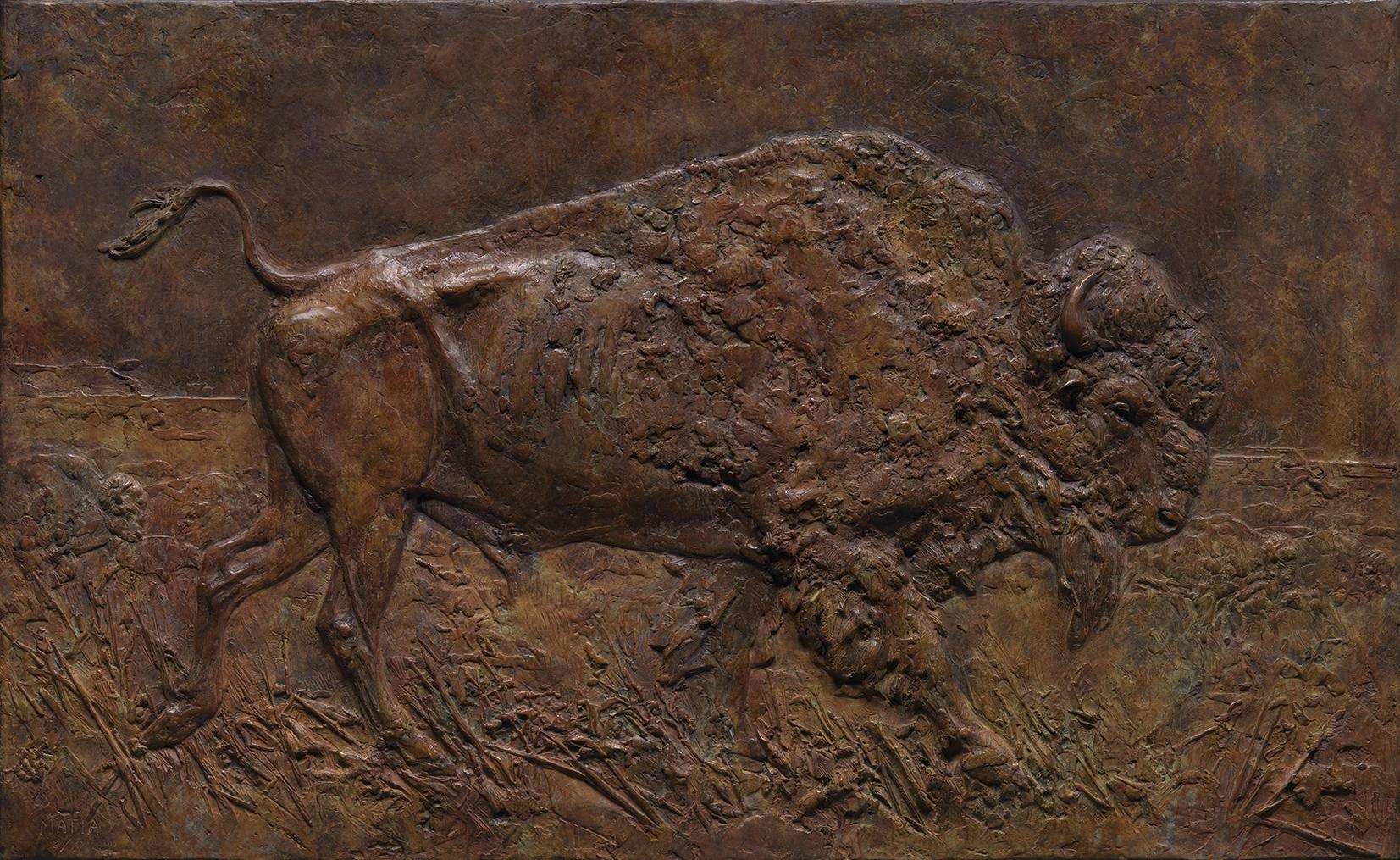 Bison Relief - Sculpture by Walter Matia