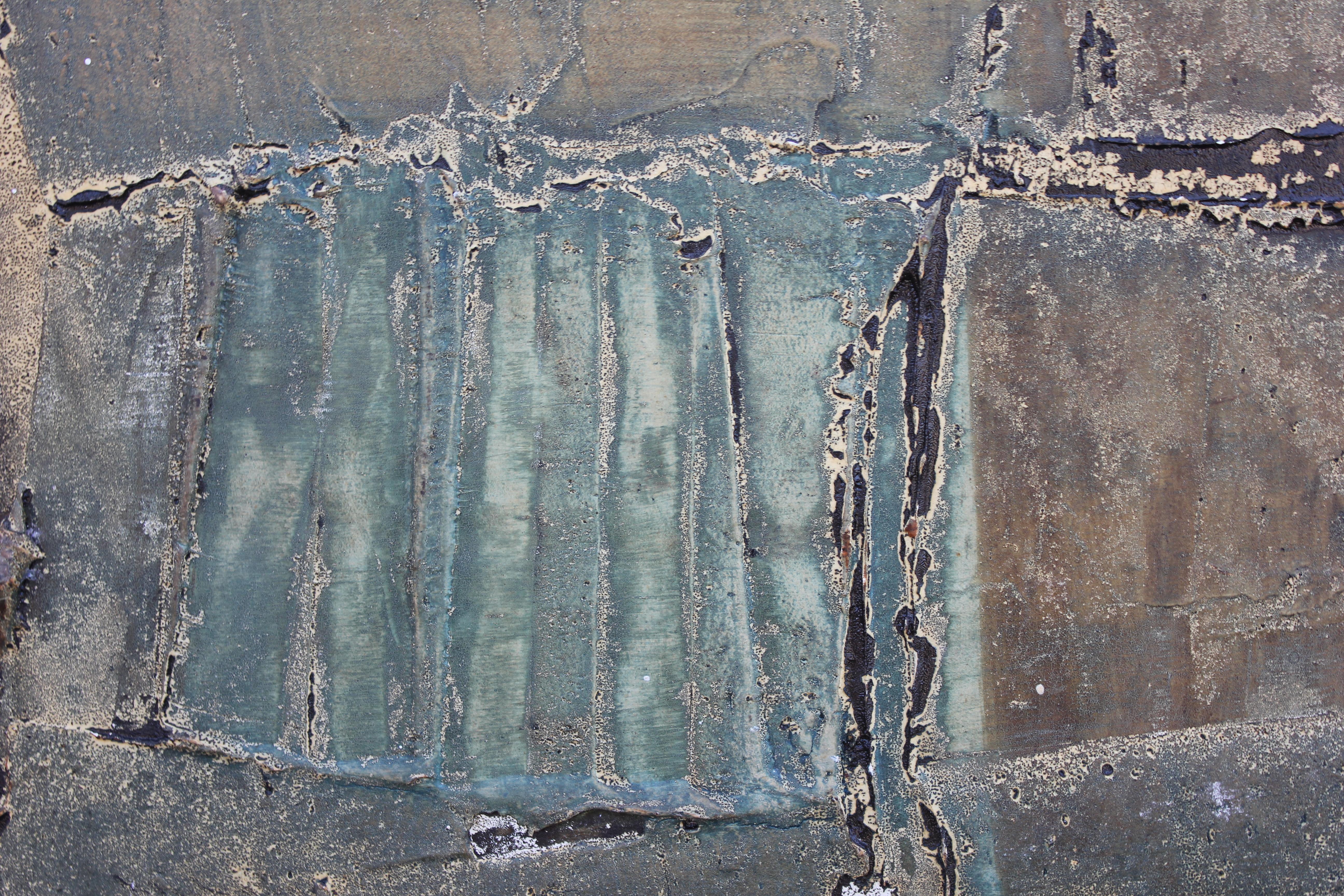 Abstract Earth Toned Expressionist Painting - Gray Abstract Painting by Walter Edwin McCown