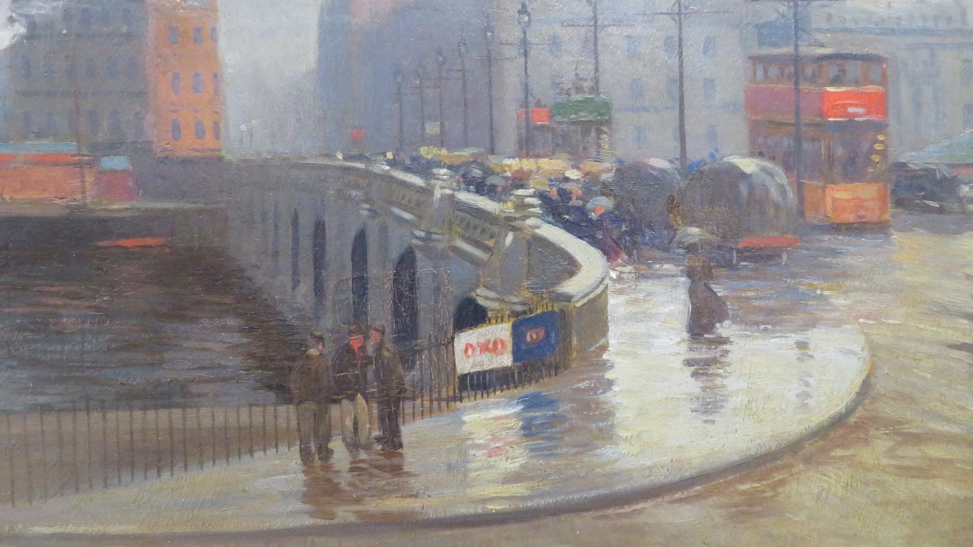 Original early 20th Century SCOTTISH Oil Painting JAMAICA BRIDGE GLASGOW 1