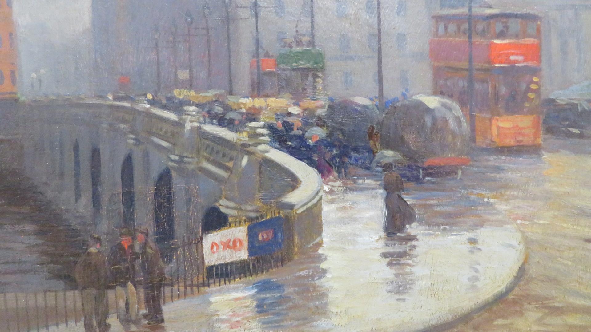 Original early 20th Century SCOTTISH Oil Painting JAMAICA BRIDGE GLASGOW 3