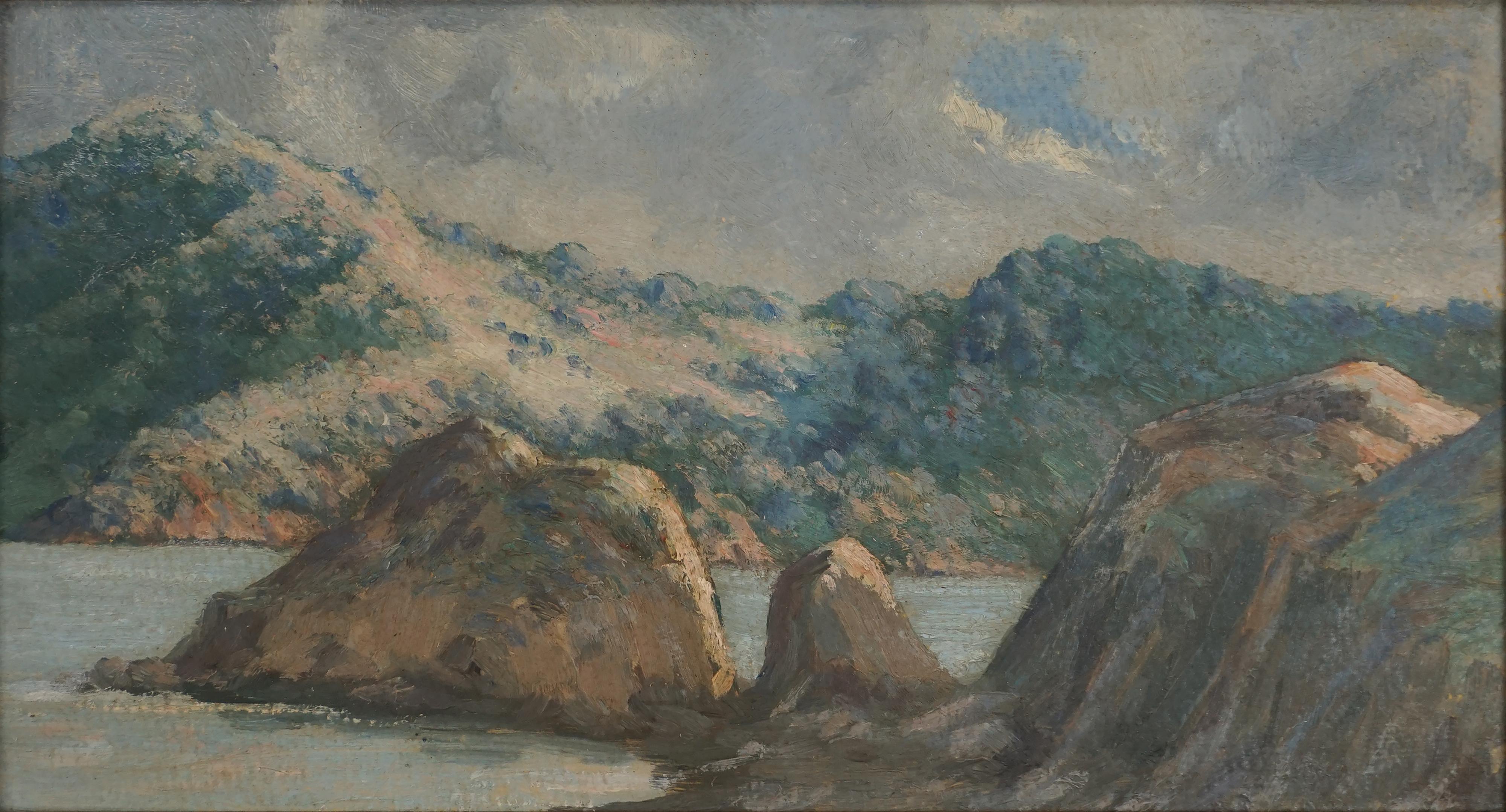 Mid 20th Century California Plein Air American River Landscape Walter F Mire - Painting by Walter Mire