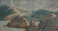 Mid 20th Century California Plein Air American River Landscape Walter F Mire