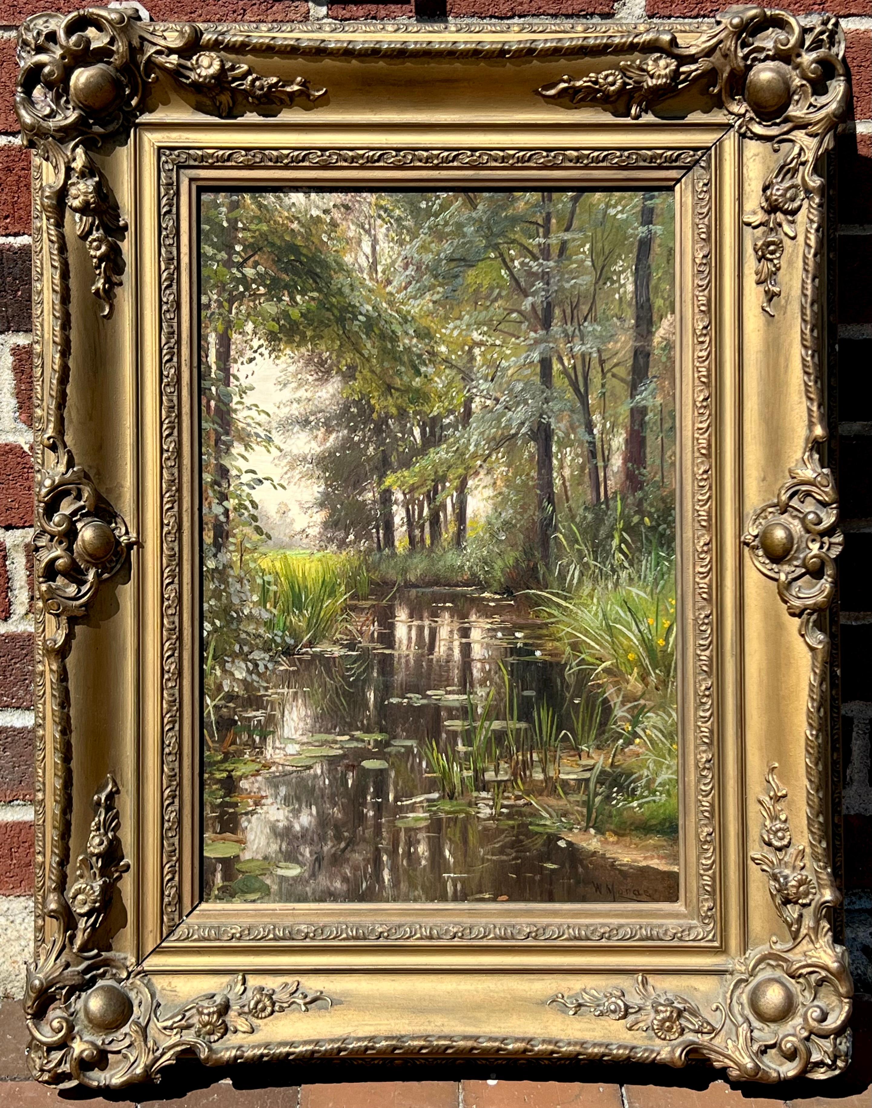 Paysage fluvial en été - Post-impressionnisme Painting par Walter Moras