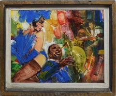 Impressionist Oil Painting View of Mardi Gras in New Orleans by Walter Moskow