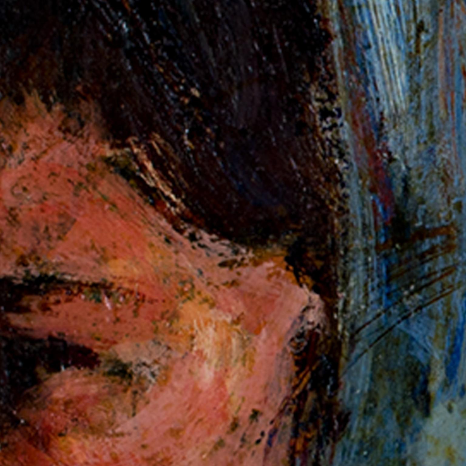 « Portrait d'une femme de profil », peinture à l'huile sur panneau signée Walter Moskow en vente 3