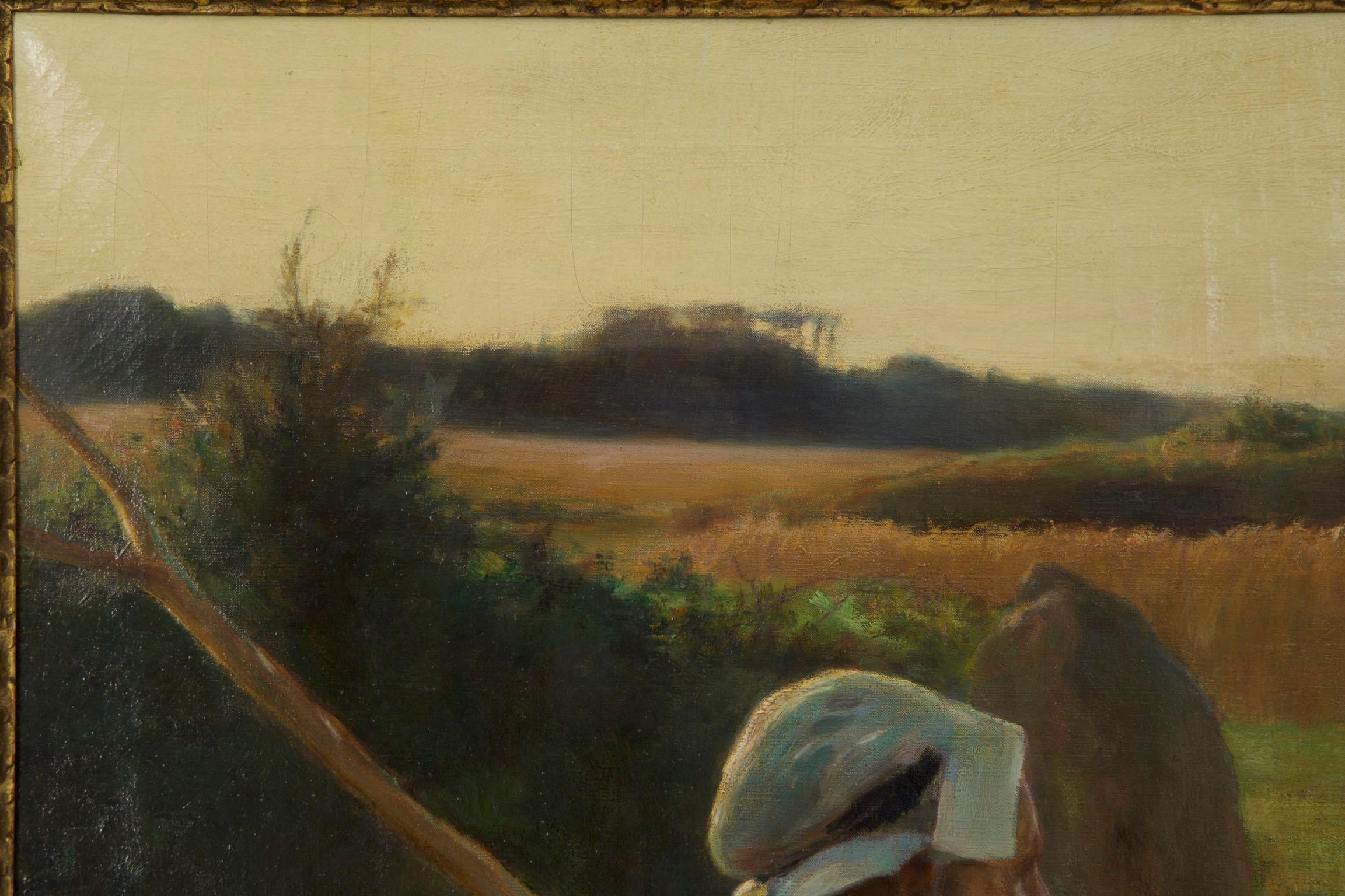Walter Nettleton (American, 1861-1936) Antique Oil Painting of a Peasant Woman 4