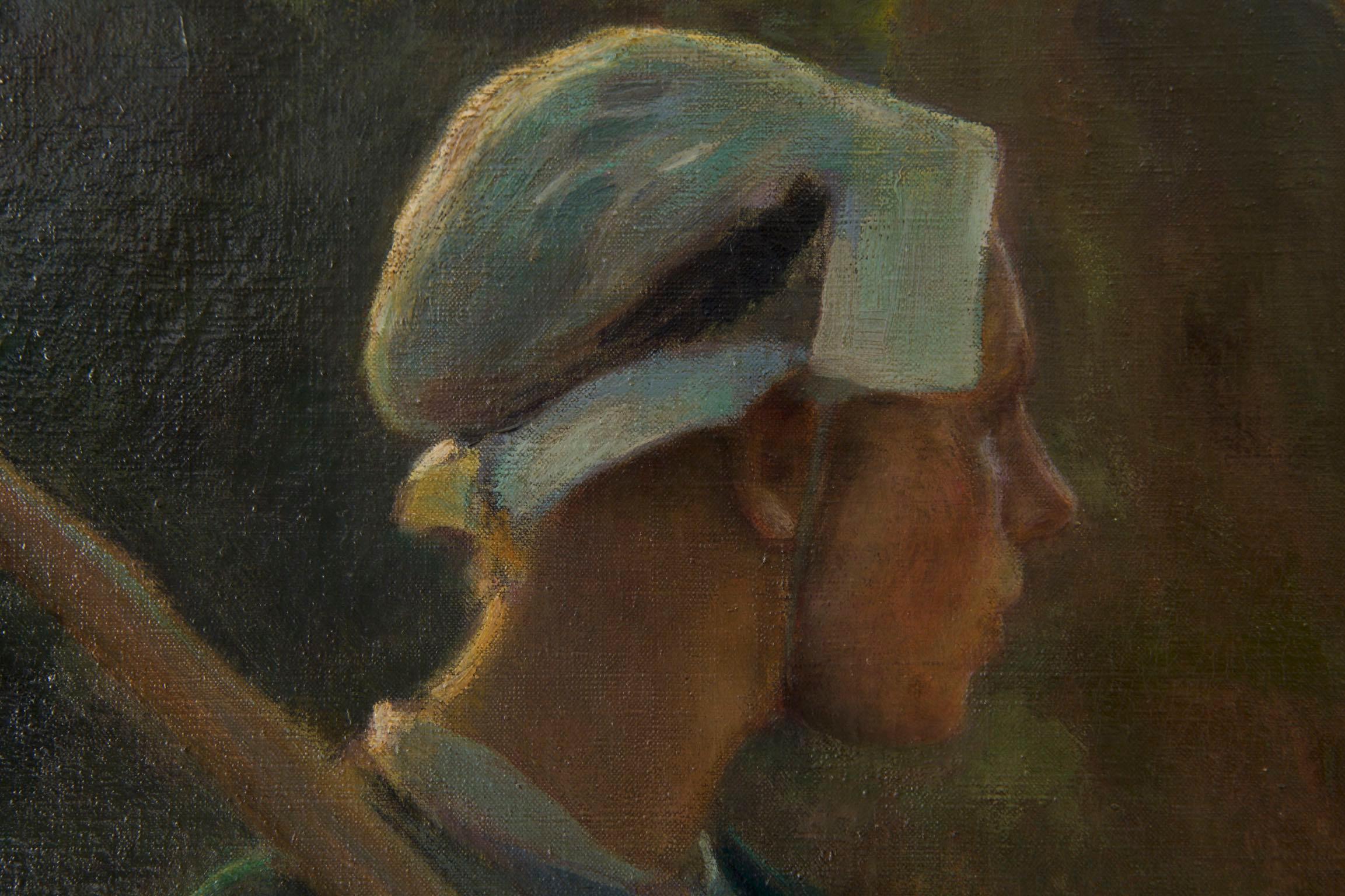 Walter Nettleton (American, 1861-1936) Antique Oil Painting of a Peasant Woman 7