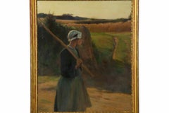 Walter Nettleton (American, 1861-1936) Antique Oil Painting of a Peasant Woman