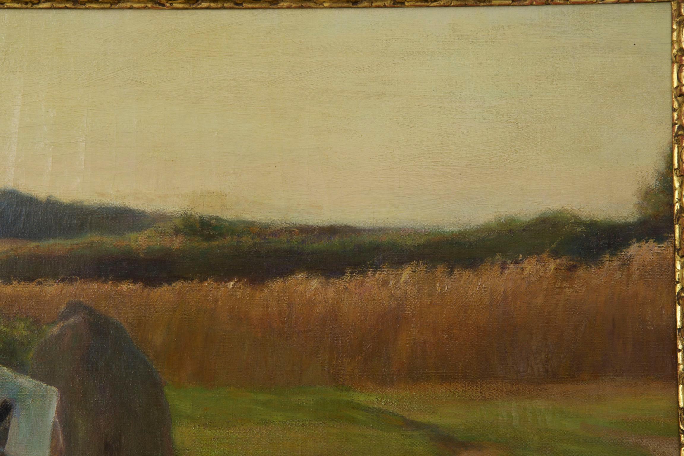 Canvas Walter Nettleton (American, 1861-1936) Antique Oil Painting of a Peasant Woman