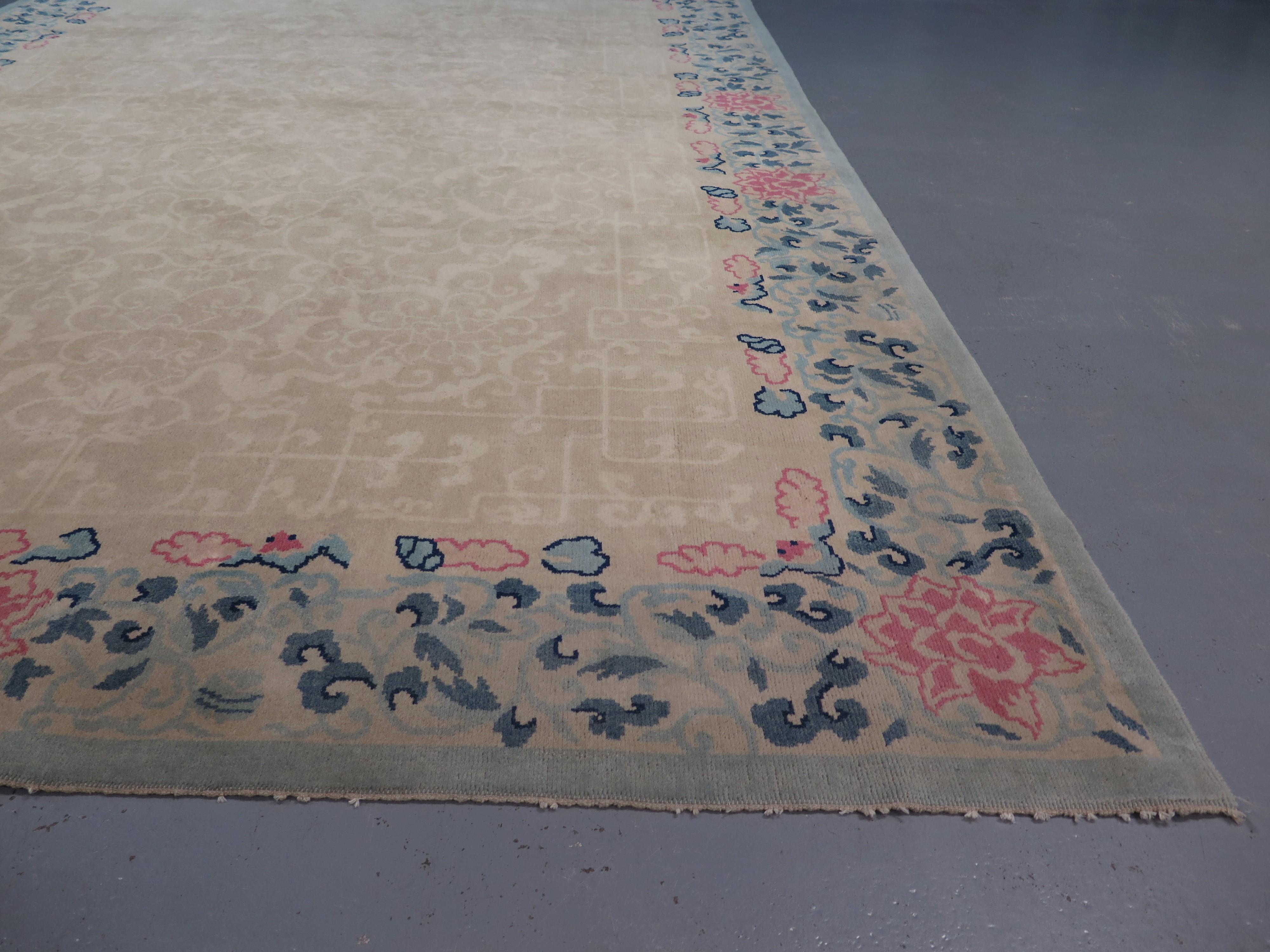 Pioneered by Walter Nichols, an American in China whose workshops were active from 1924 into the 1930s, Chinese Art Deco carpets represent a real high point in the history of 20th Century design. These pieces are highly sought after, standing out