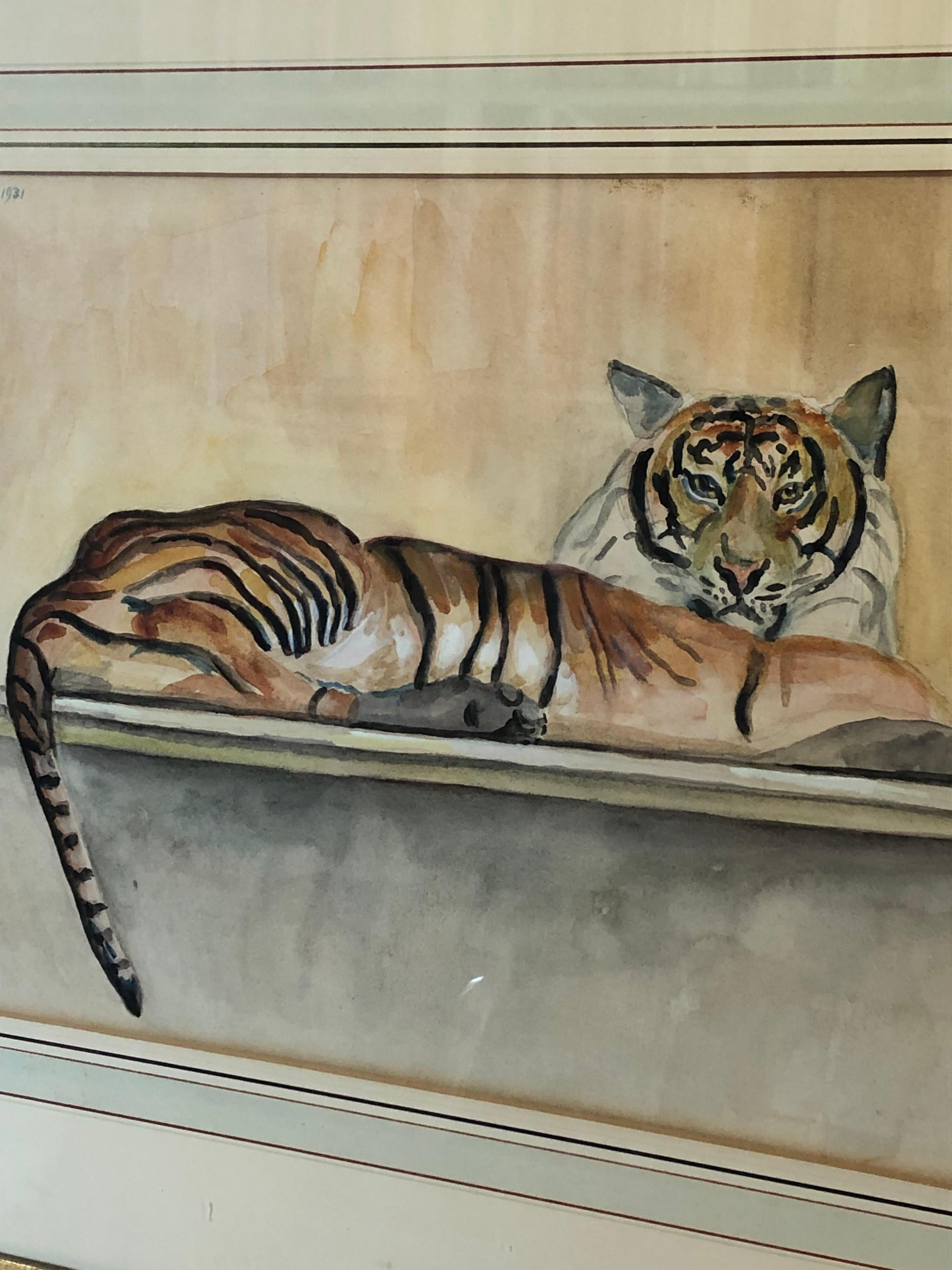Beaux Arts “Le Tigre” Watercolor and Pencil on Paper by Walter Pach For Sale