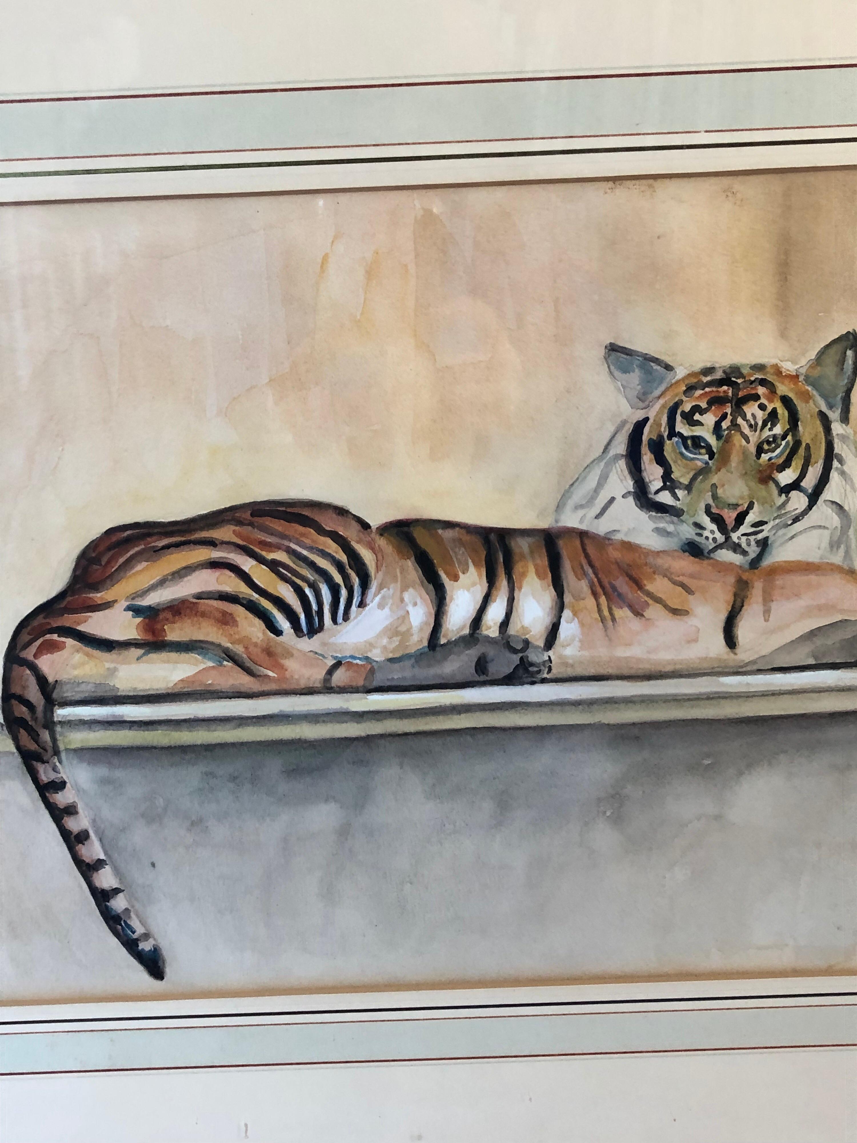 Painted “Le Tigre” Watercolor and Pencil on Paper by Walter Pach For Sale