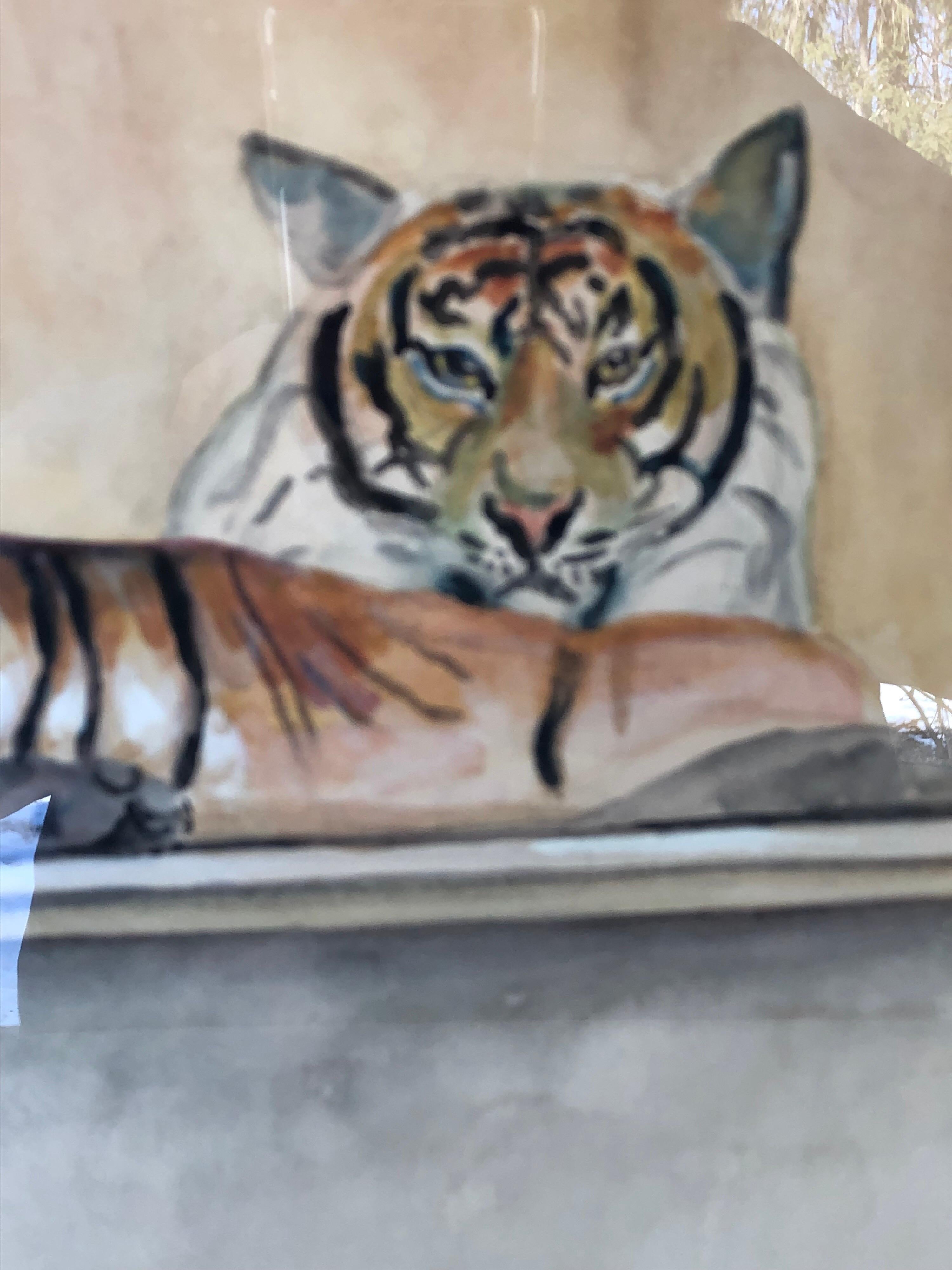 “Le Tigre” Watercolor and Pencil on Paper by Walter Pach In Good Condition For Sale In Hudson, NY