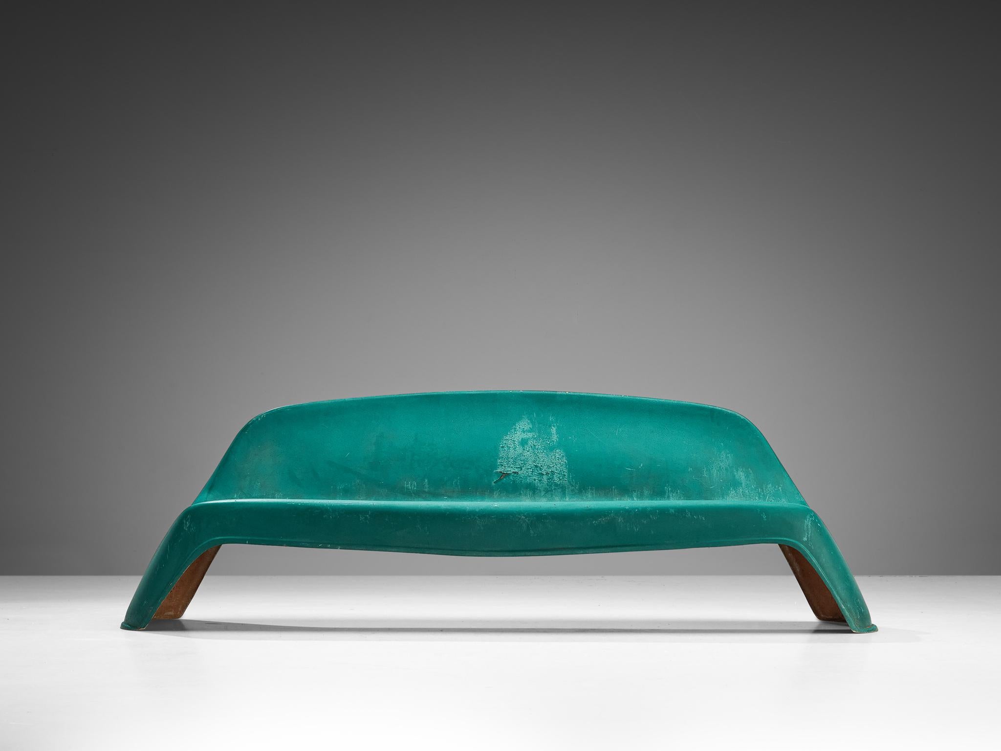 Post-Modern Walter Papst for Wilkhahn Bench in Green Fiberglass  For Sale