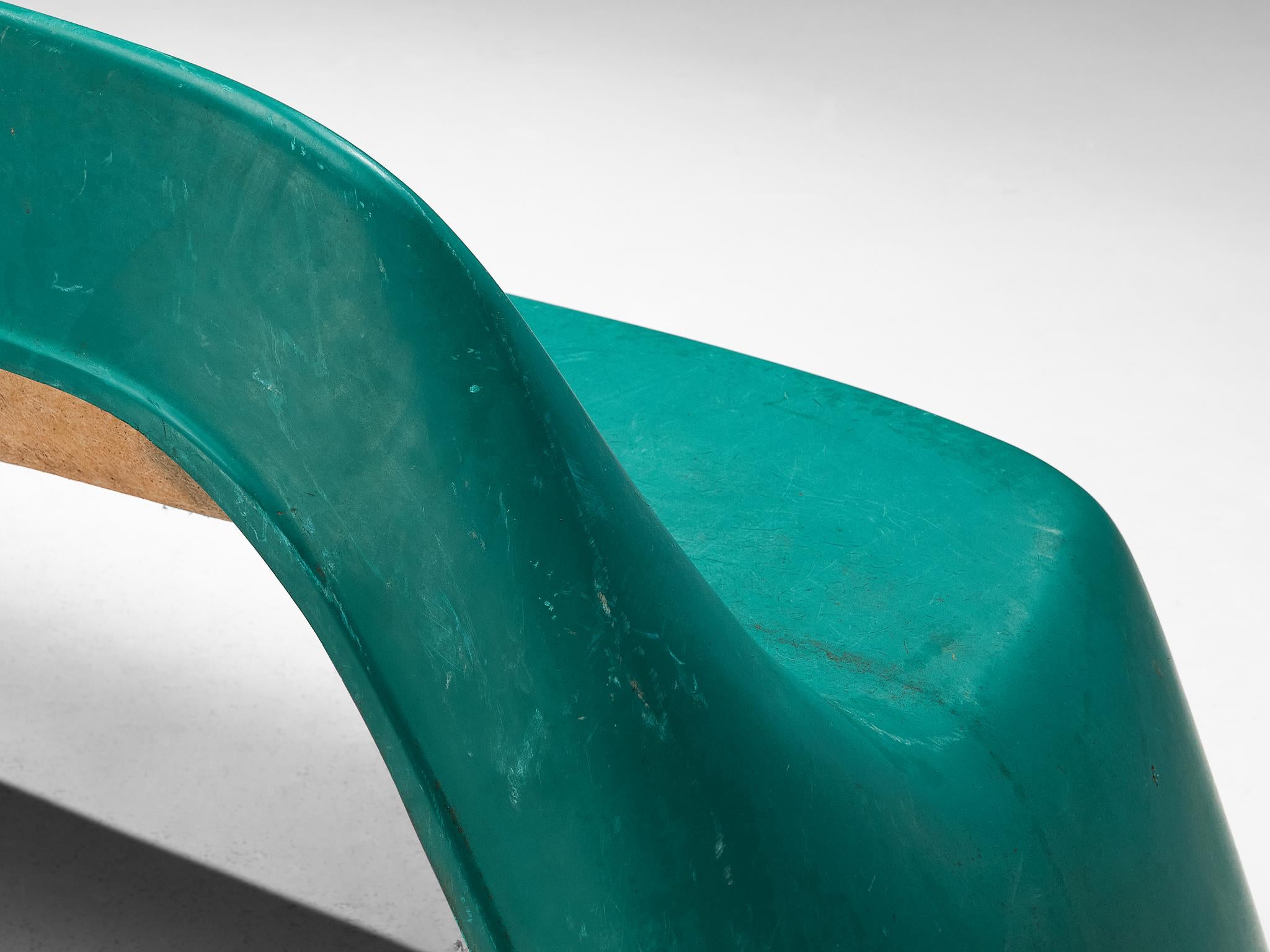 German Walter Papst for Wilkhahn Bench in Green Fiberglass  For Sale