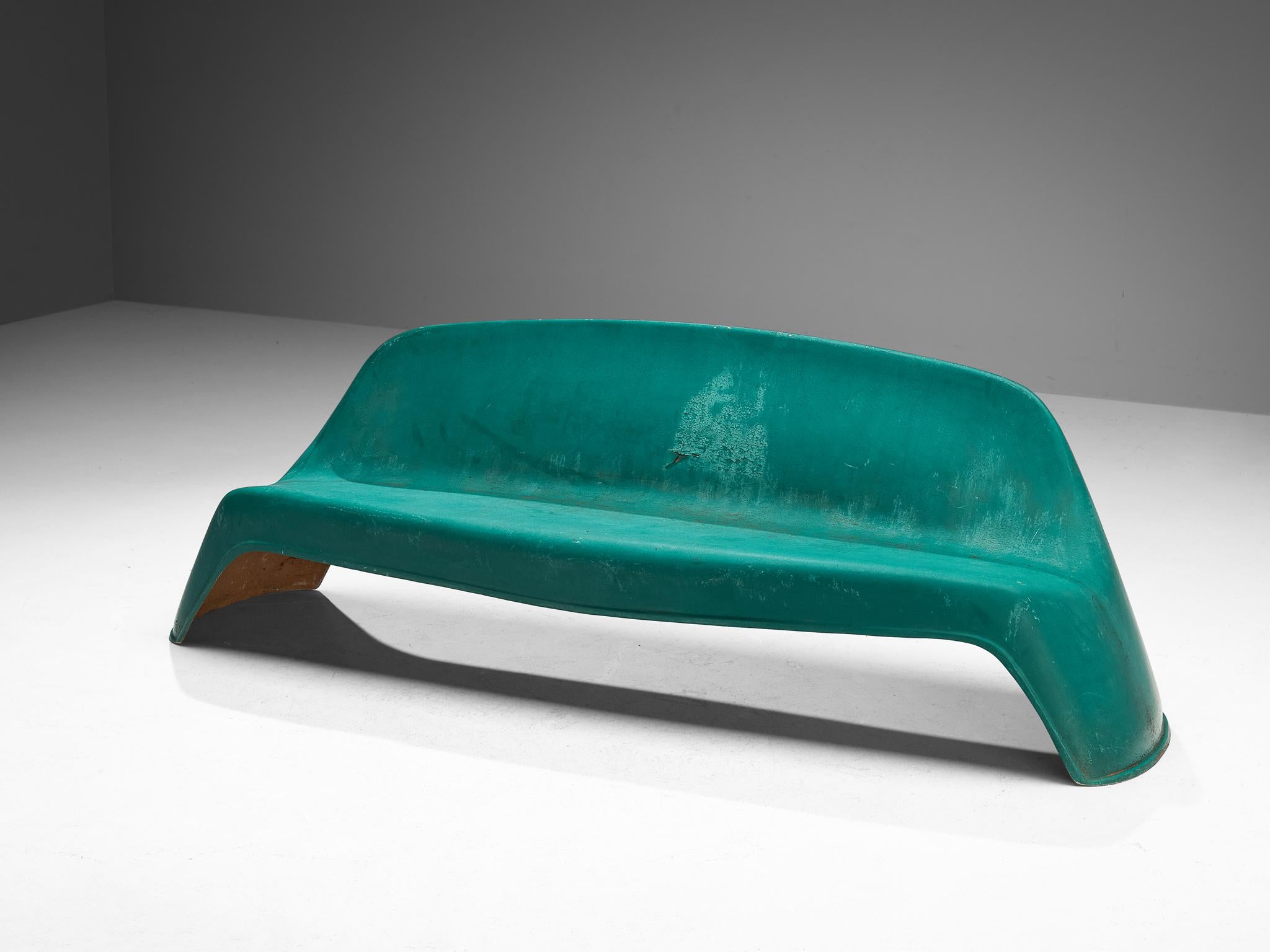 Walter Papst for Wilkhahn Bench in Green Fiberglass  In Good Condition For Sale In Waalwijk, NL