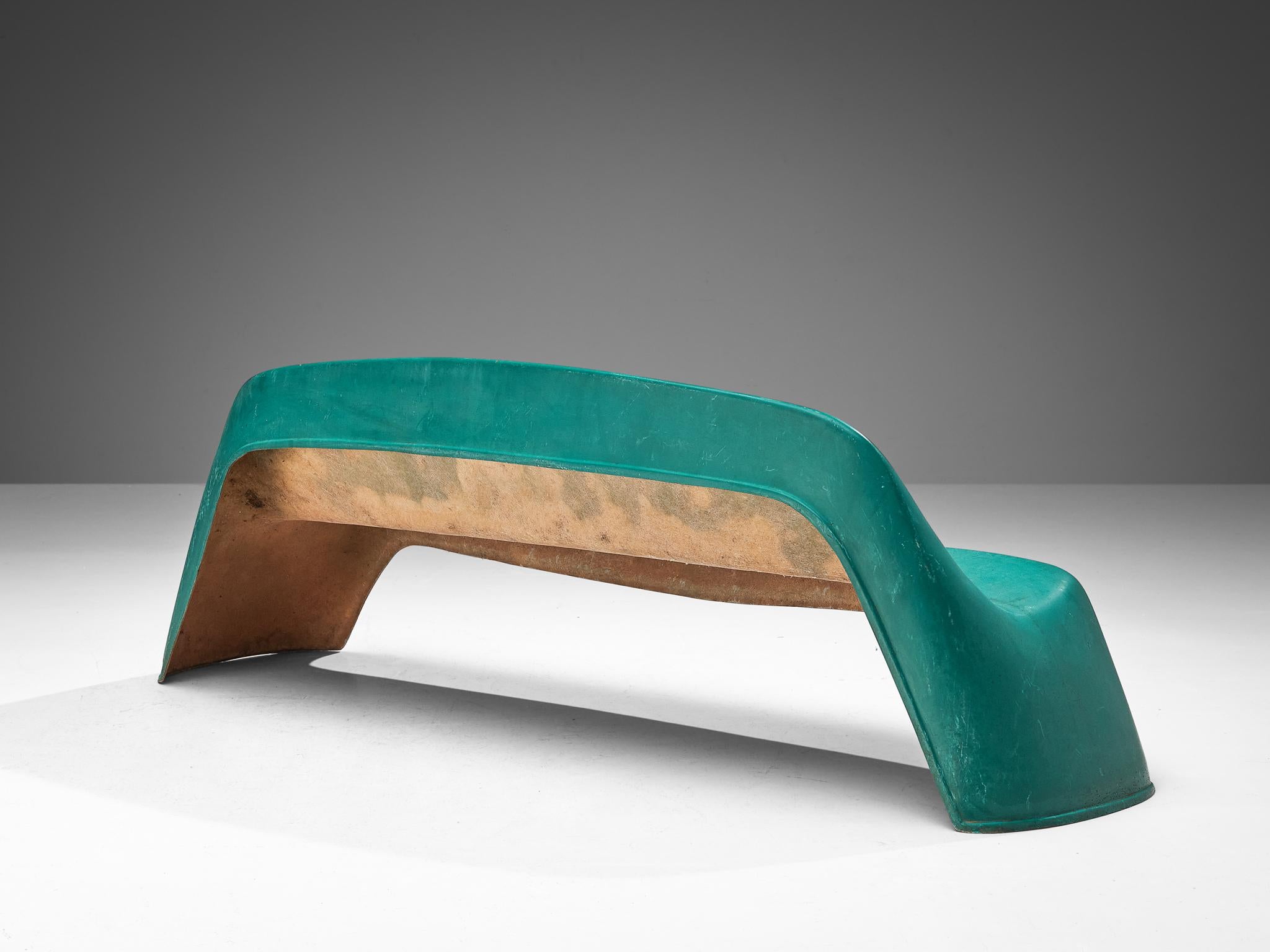 Mid-20th Century Walter Papst for Wilkhahn Bench in Green Fiberglass  For Sale