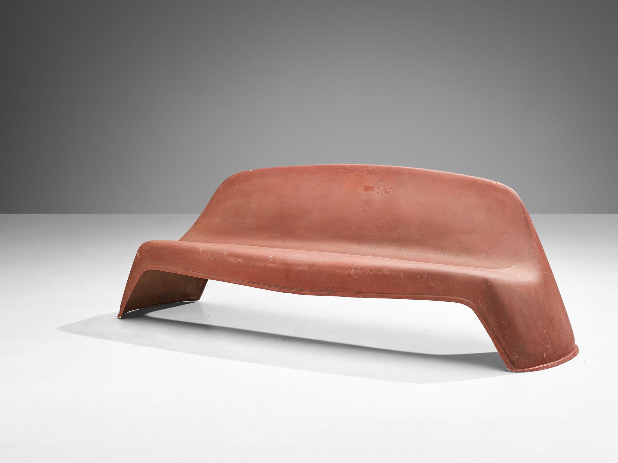 Walter Papst for Wilkhahn, bench, model '1000', fiberglass, Germany, circa 1968

This '1000' garden bench is designed by Walter Papst and features an organic-shaped form executed in a vibrant pink fiberglass. Owing to its material property, this