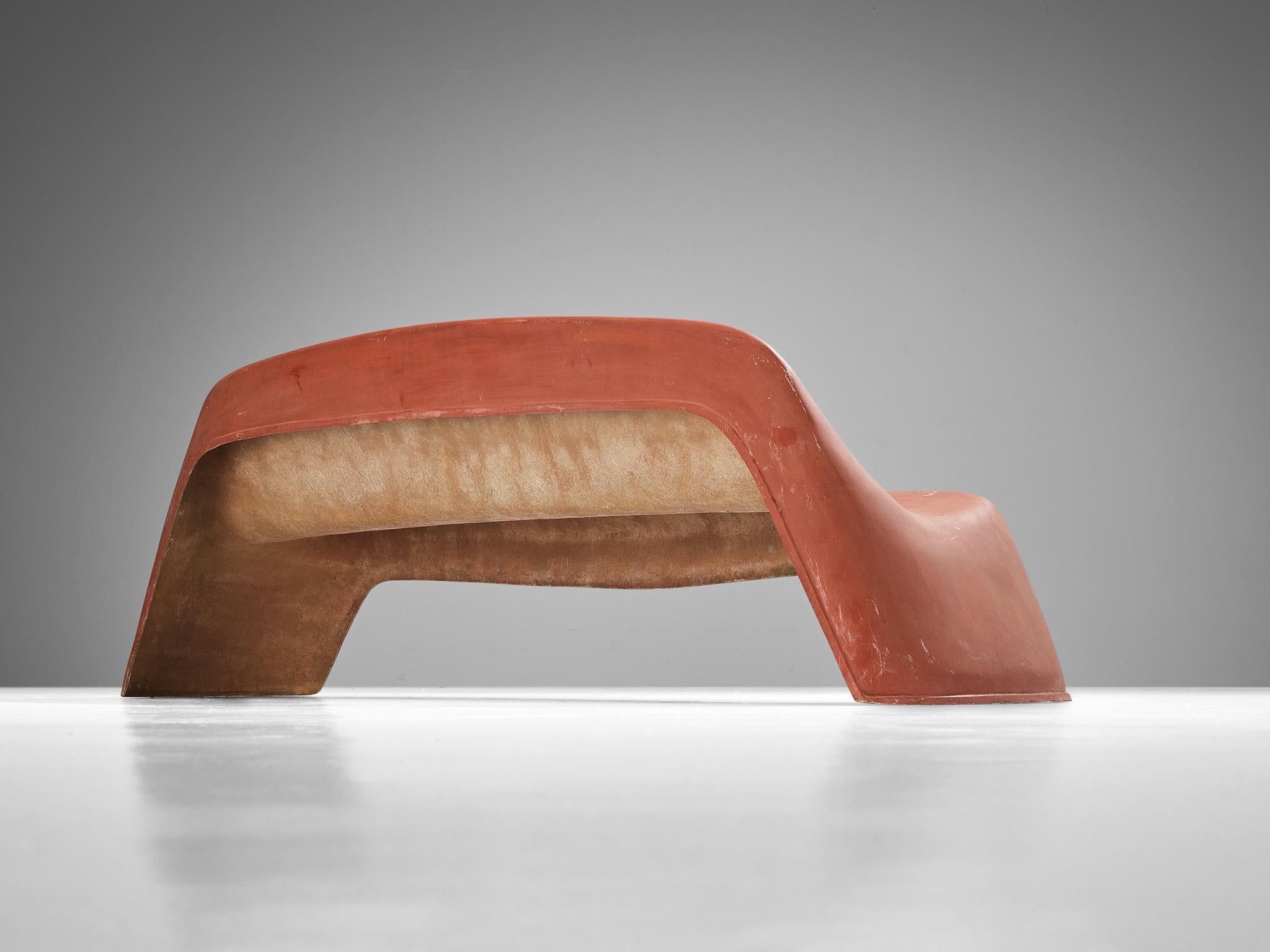 German Walter Papst for Wilkhahn Bench in Pink Fiberglass  For Sale