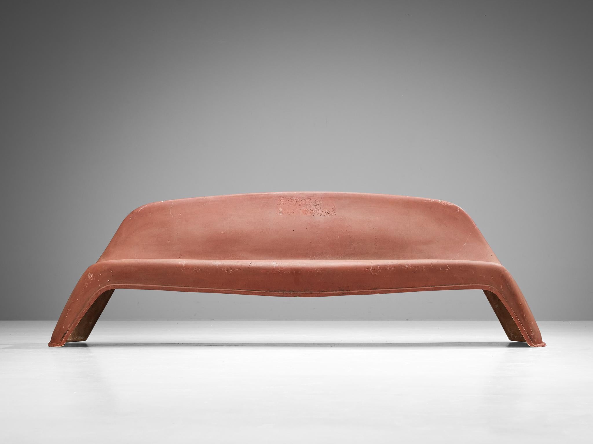 Mid-20th Century Walter Papst for Wilkhahn Bench in Pink Fiberglass  For Sale