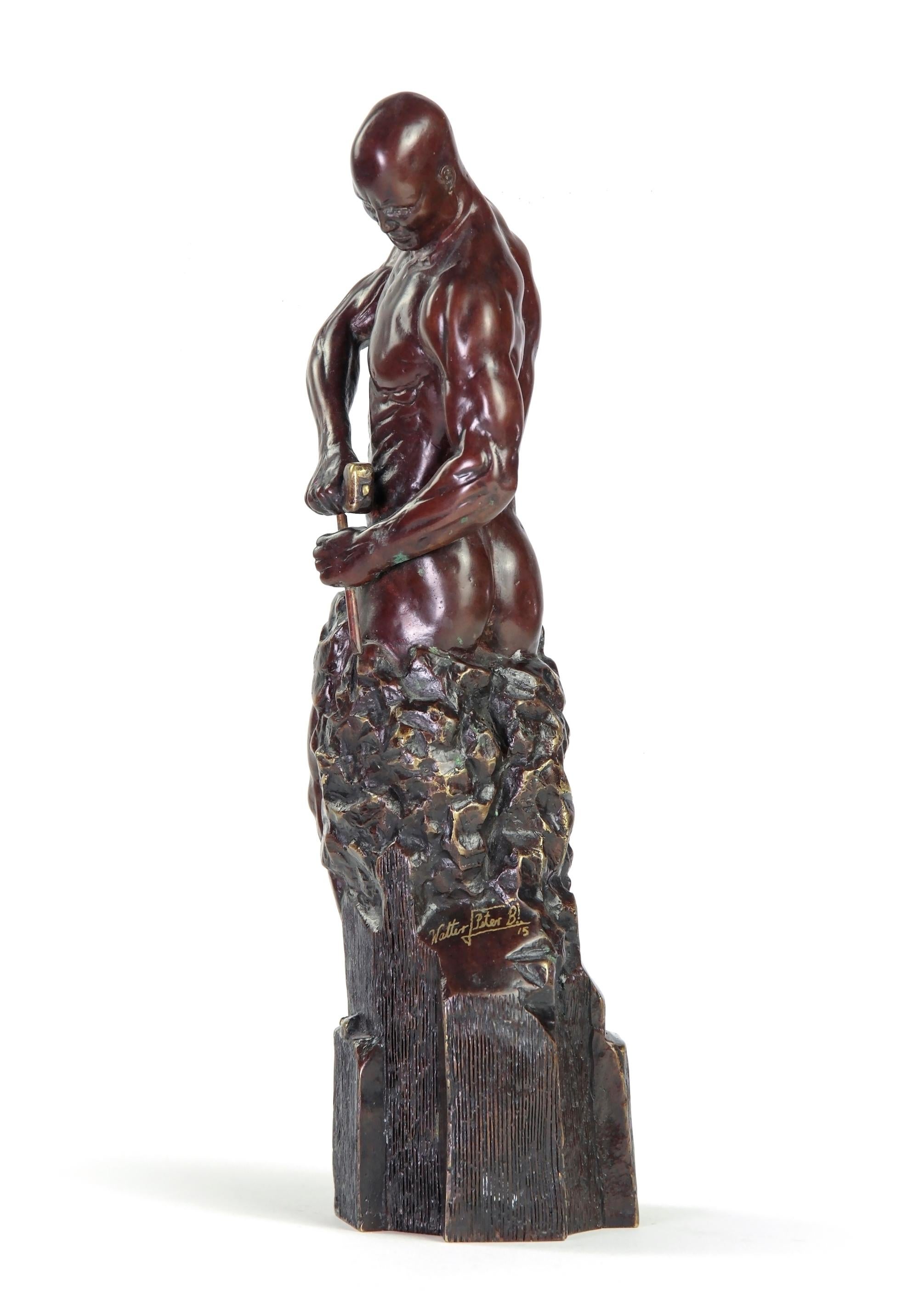 Master of Your Own Destiny by Walter P. Brenner - Nude male bronze sculpture - Sculpture by Walter Peter Brenner