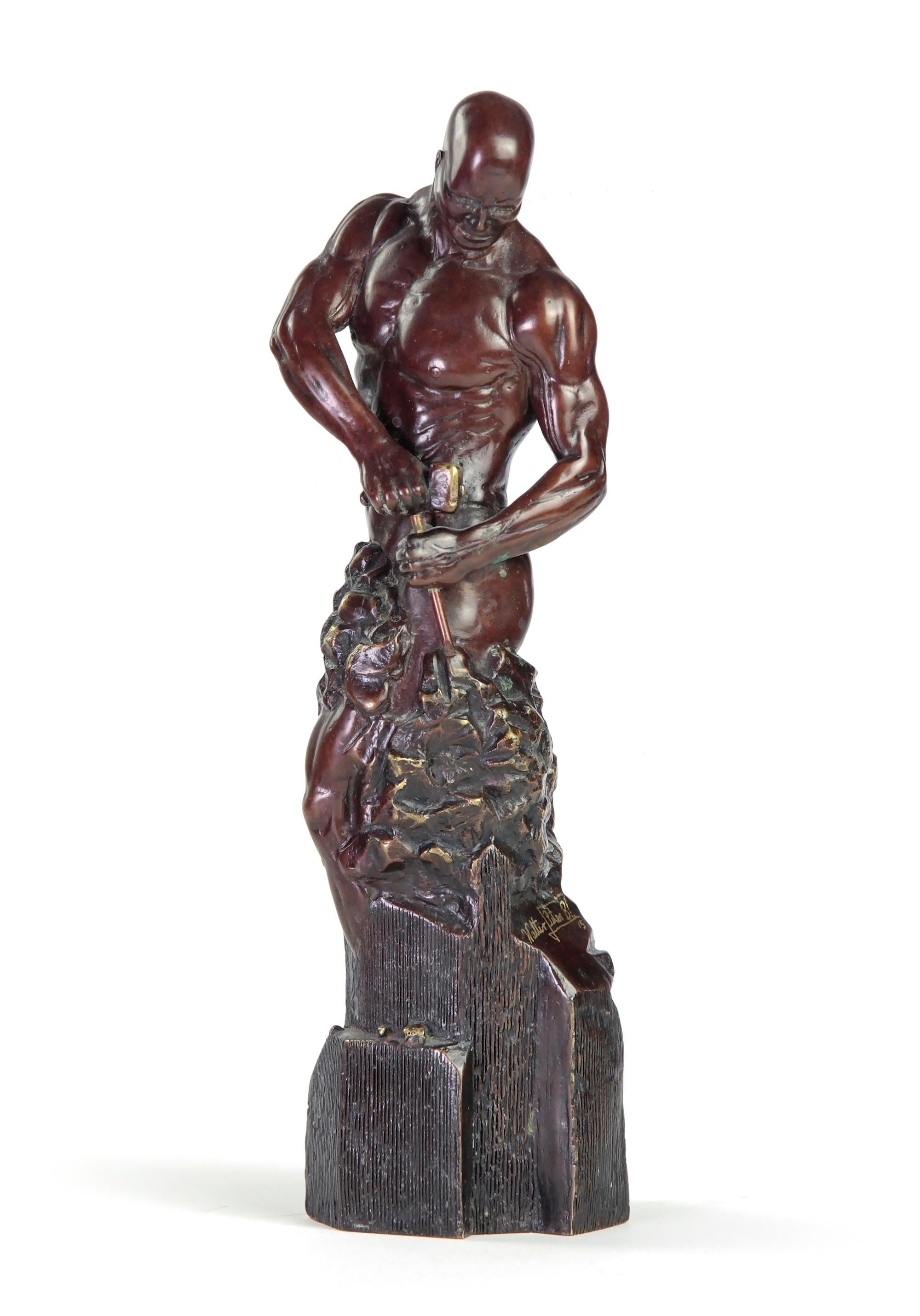 Walter Peter Brenner Nude Sculpture - Master of Your Own Destiny by Walter P. Brenner - Nude male bronze sculpture