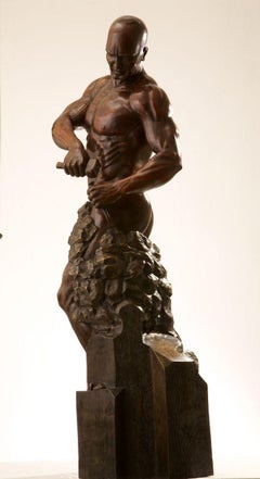 Master of Your Own Destiny II - allegory, bronze sculpture, male nude