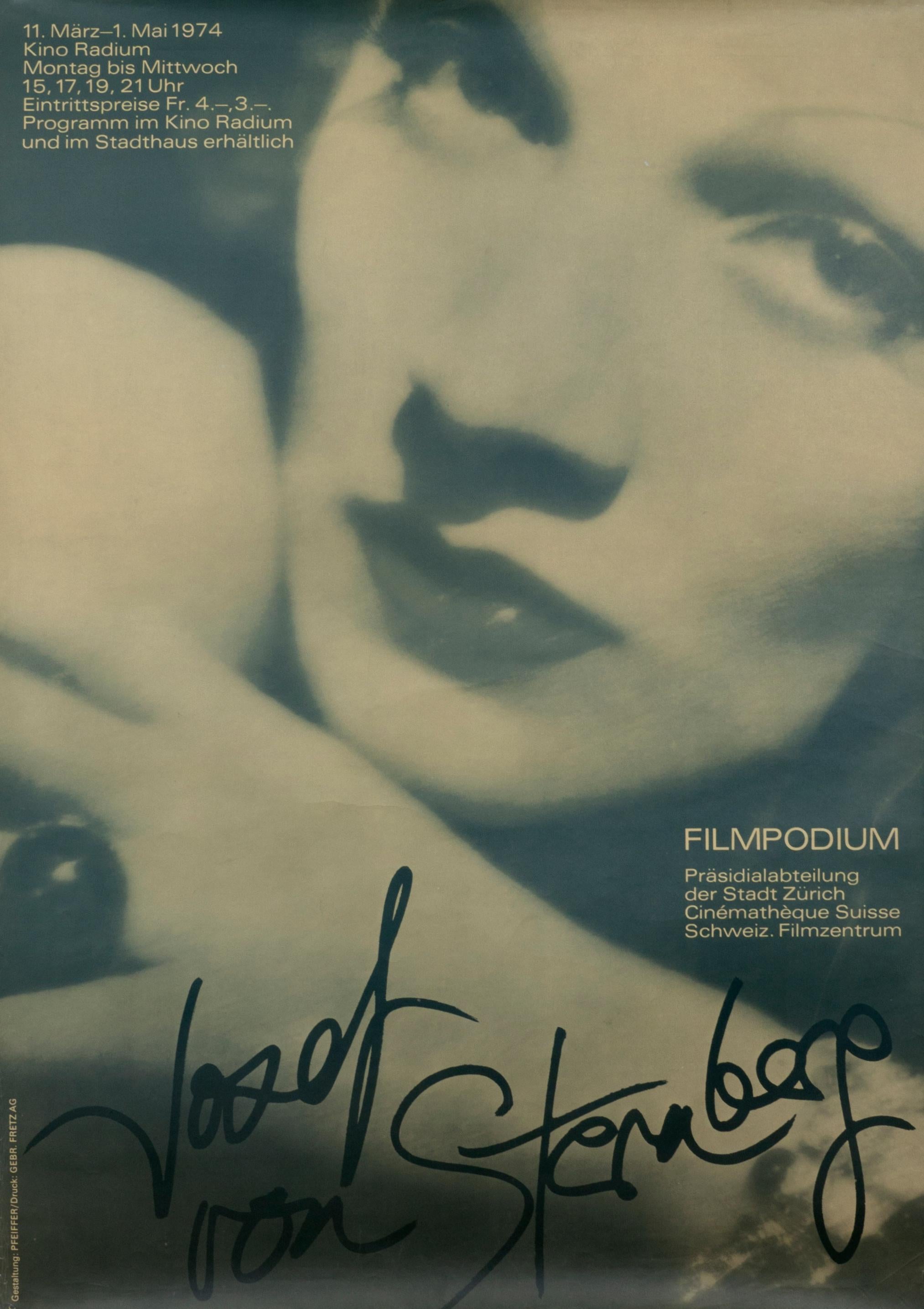 "Josef von Sternberg - Filmpodium" Original Vintage Film Festival Poster - Print by Walter Pfeiffer