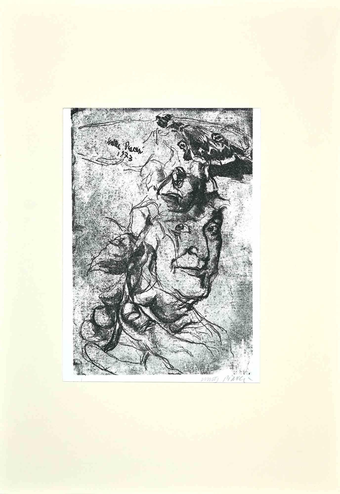 Portrait is an etching realized by the Italian artist  Walter Piacesi in 1973

This etching represents a portrait through confident strokes.

Hand-signed

Numbered. Edition, III/XX

In very good conditions