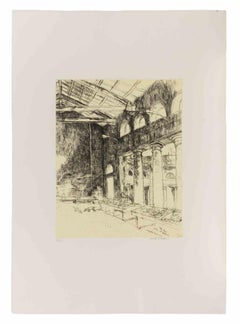 The Market in Senigallia - Etching by Walter Piacesi - 1970s