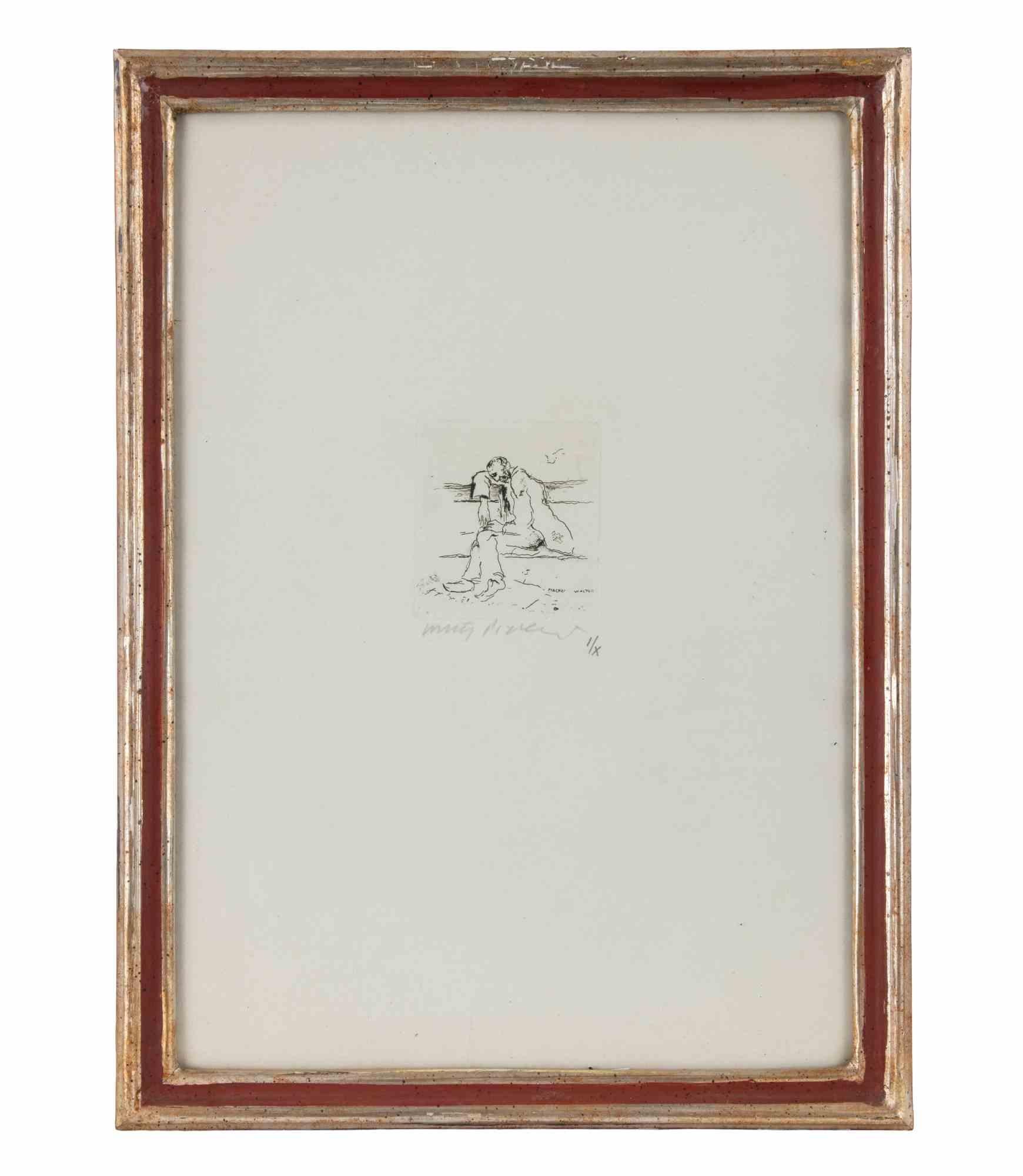 The Poet - Etching by Walter Piacesi - 1972 For Sale 1