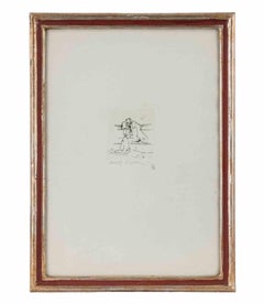 «El poeta», aguafuerte de Walter Piacesi, firmado, edición I/X, enmarcado, 1972