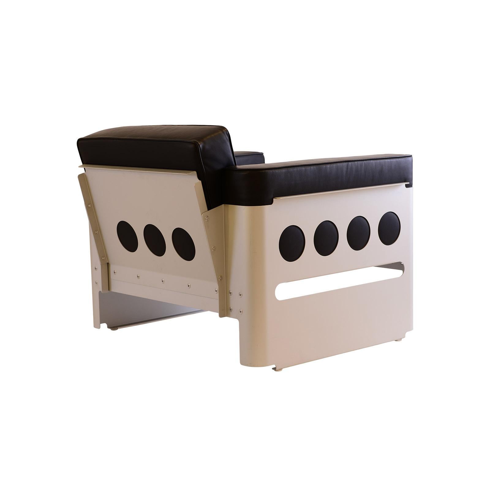 Mid-Century Modern Walter Pichler, Silver Anodized Aluminum, Leather Galaxy Chair 1966, Original For Sale