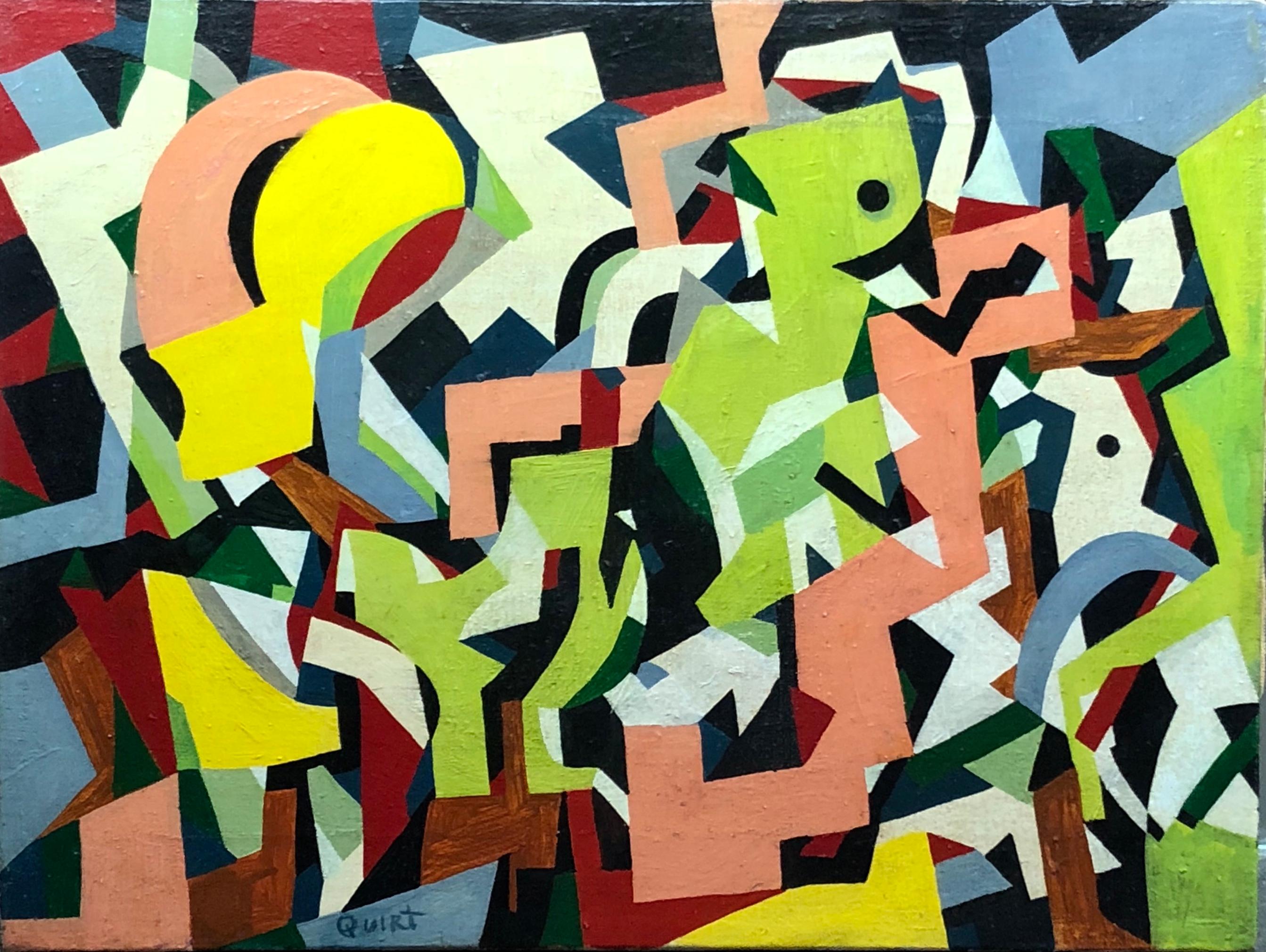 Walter Quirt Abstract Painting – Geometrische abstrakte amerikanische Öl WPA Farbfeld Abstrakte Moderne Nicht Objektiv