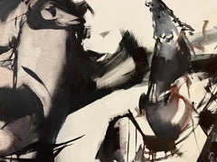 Horses and Man, 1959 Ab-Ex Mid-Century Painting w/Museum Provenance