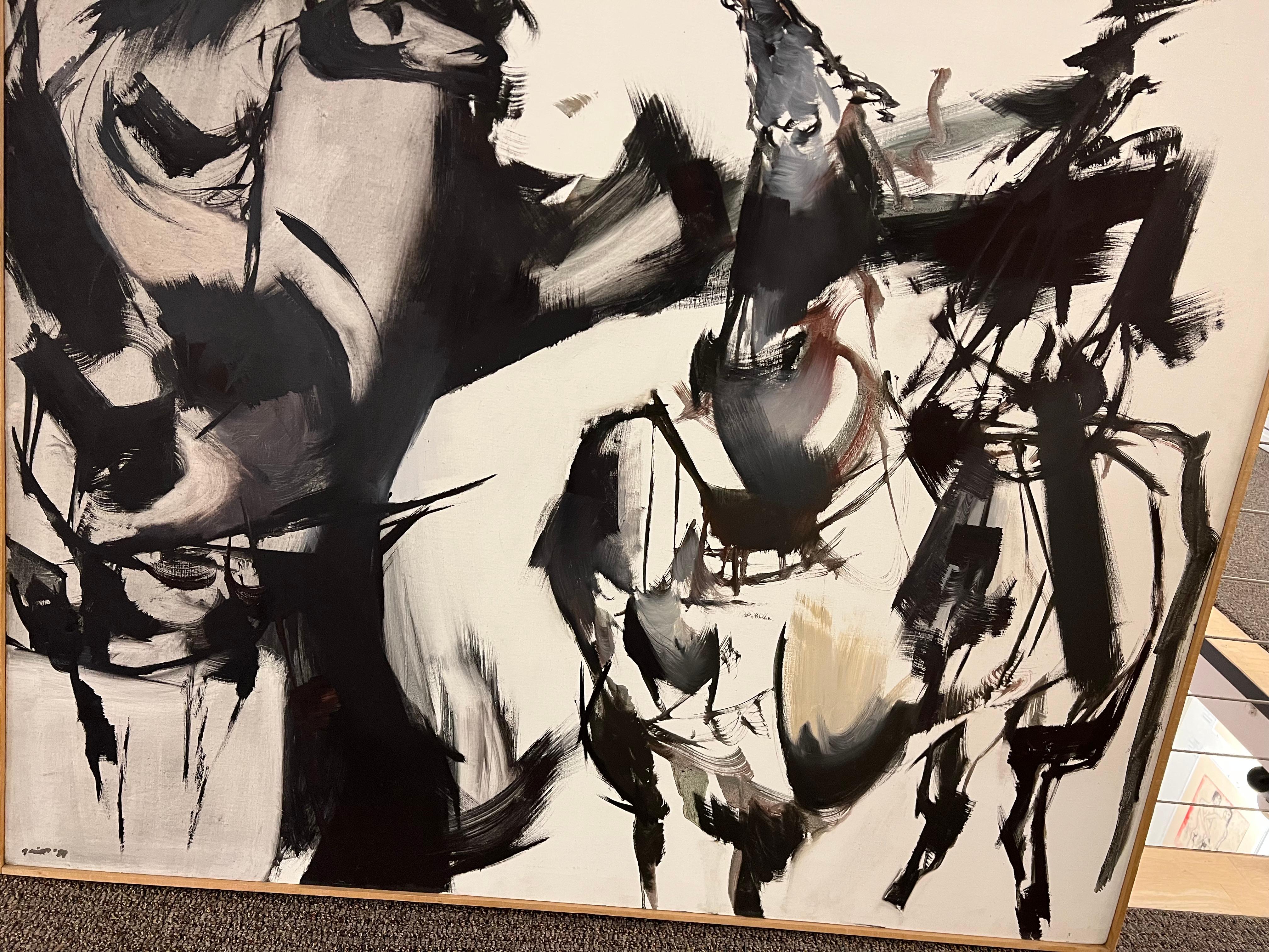 Horses and Man, 1959 Ab-Ex Mid-Century Painting w/Museum Provenance  For Sale 2