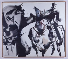 Horses and Man, 1959 Ab-Ex Mid-Century Painting w/Museum Provenance 