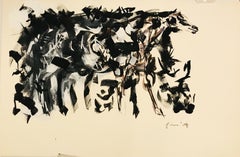 Untitled 122 Acrylic on Paper, (Two Black Horses)