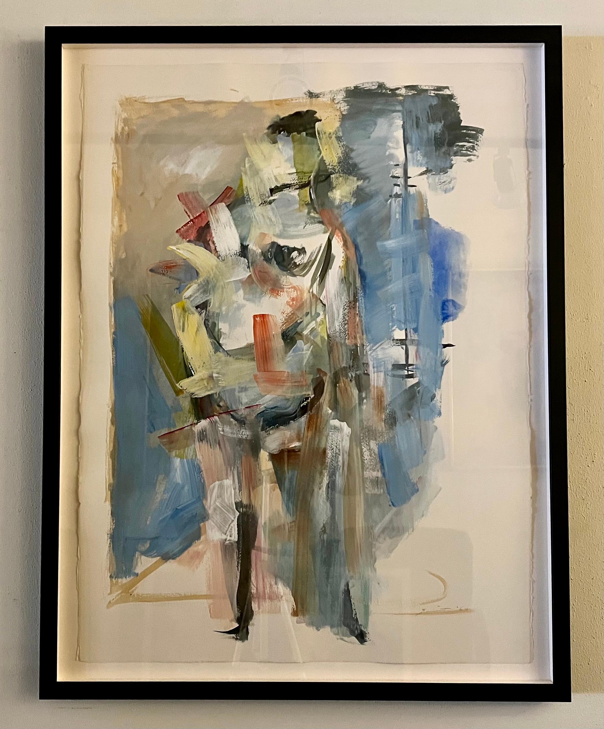 Senza titolo (Figura in piedi con pastelli) Opera su carta - Painting di Walter Quirt