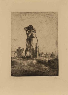 Embrace - Etching by W.R. Rehn - 1933