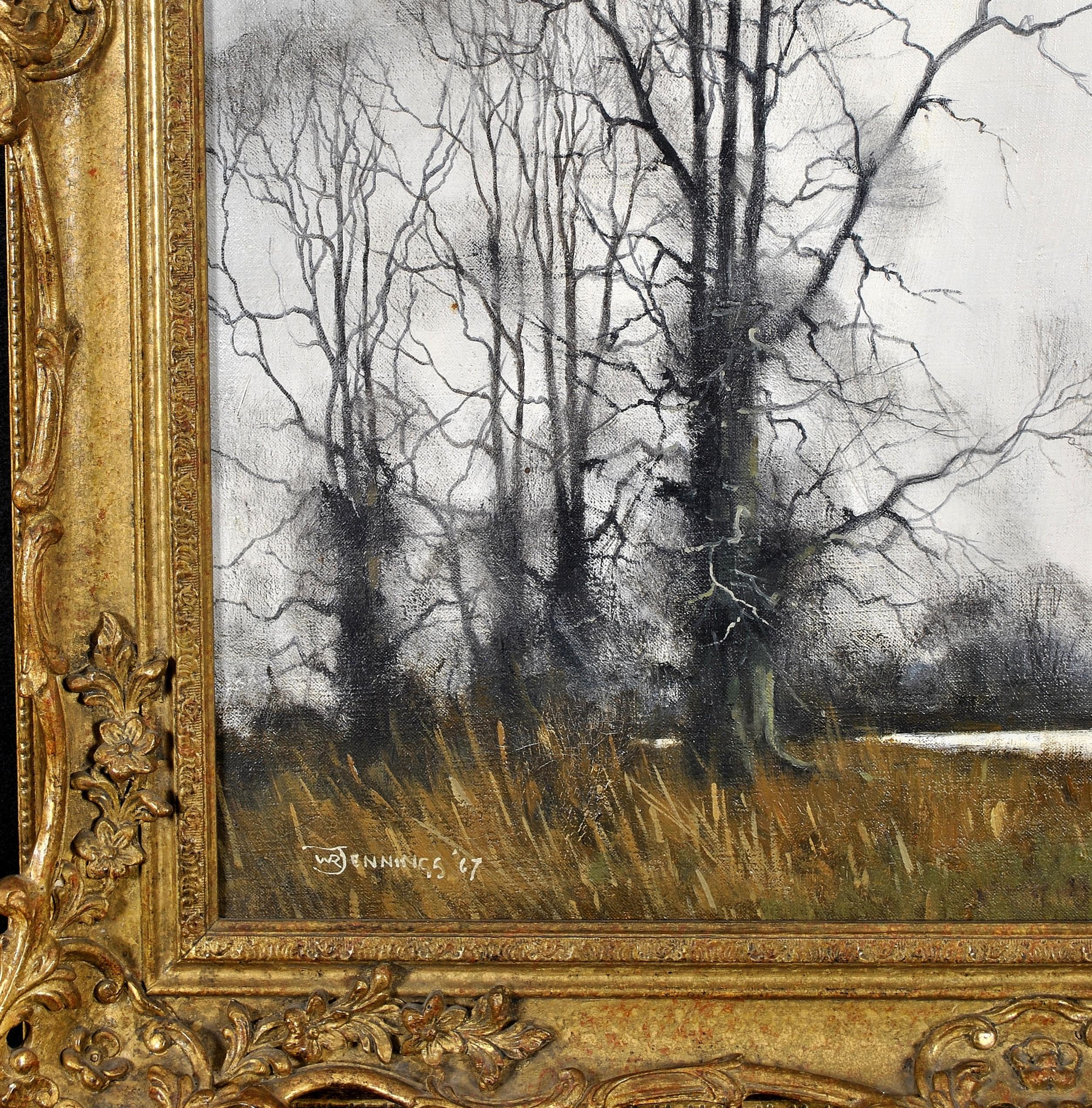 Silhouettes - Paesaggio invernale atmosferico inglese di grandi dimensioni Olio su tela 3