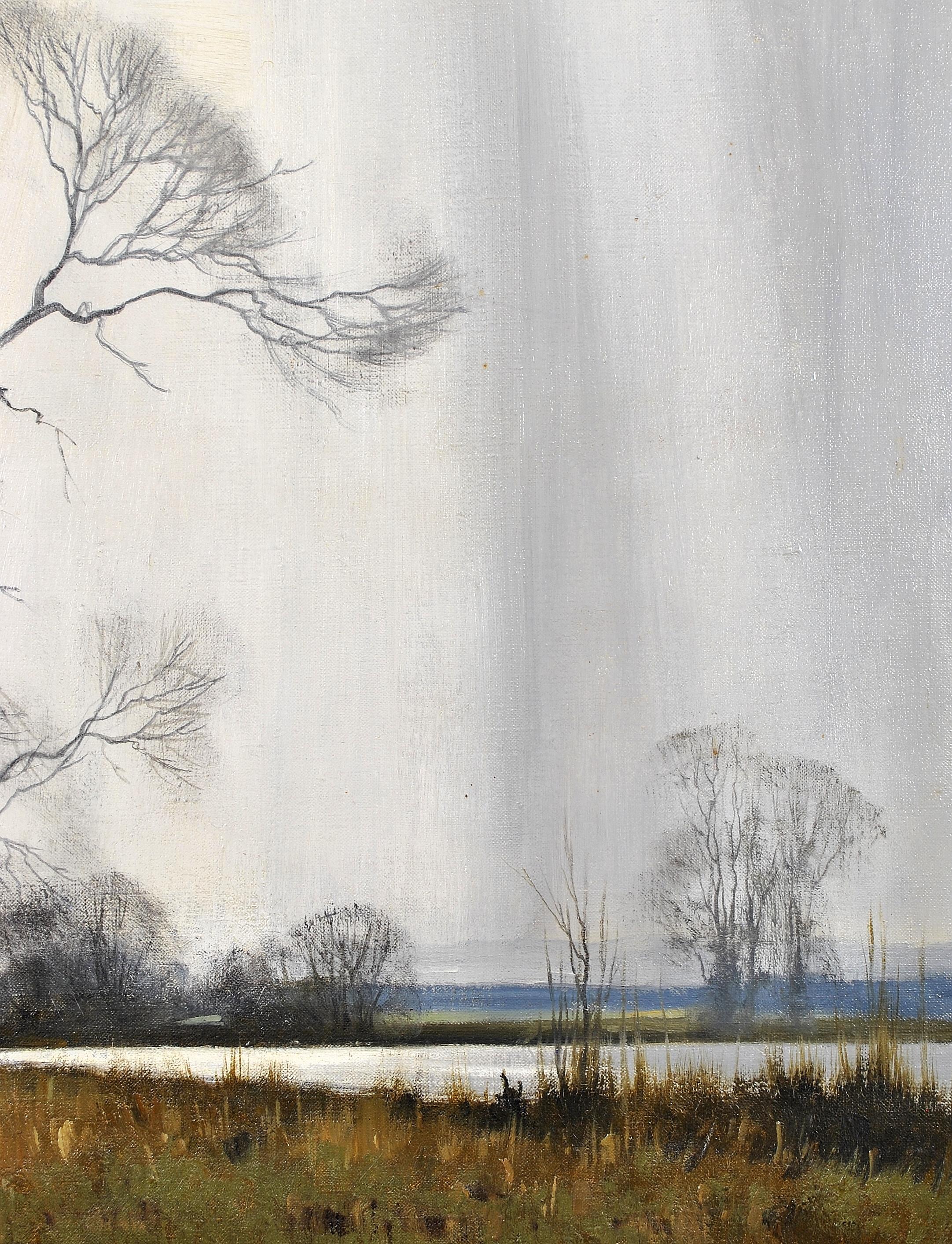 Silhouettes - Paesaggio invernale atmosferico inglese di grandi dimensioni Olio su tela 5