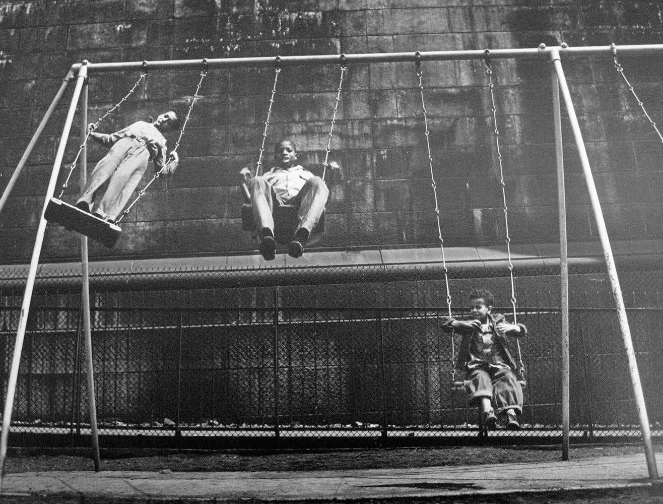Walter Rosenblum - Three Boys on a Swing, Pitt St. N.Y. - Black and ...