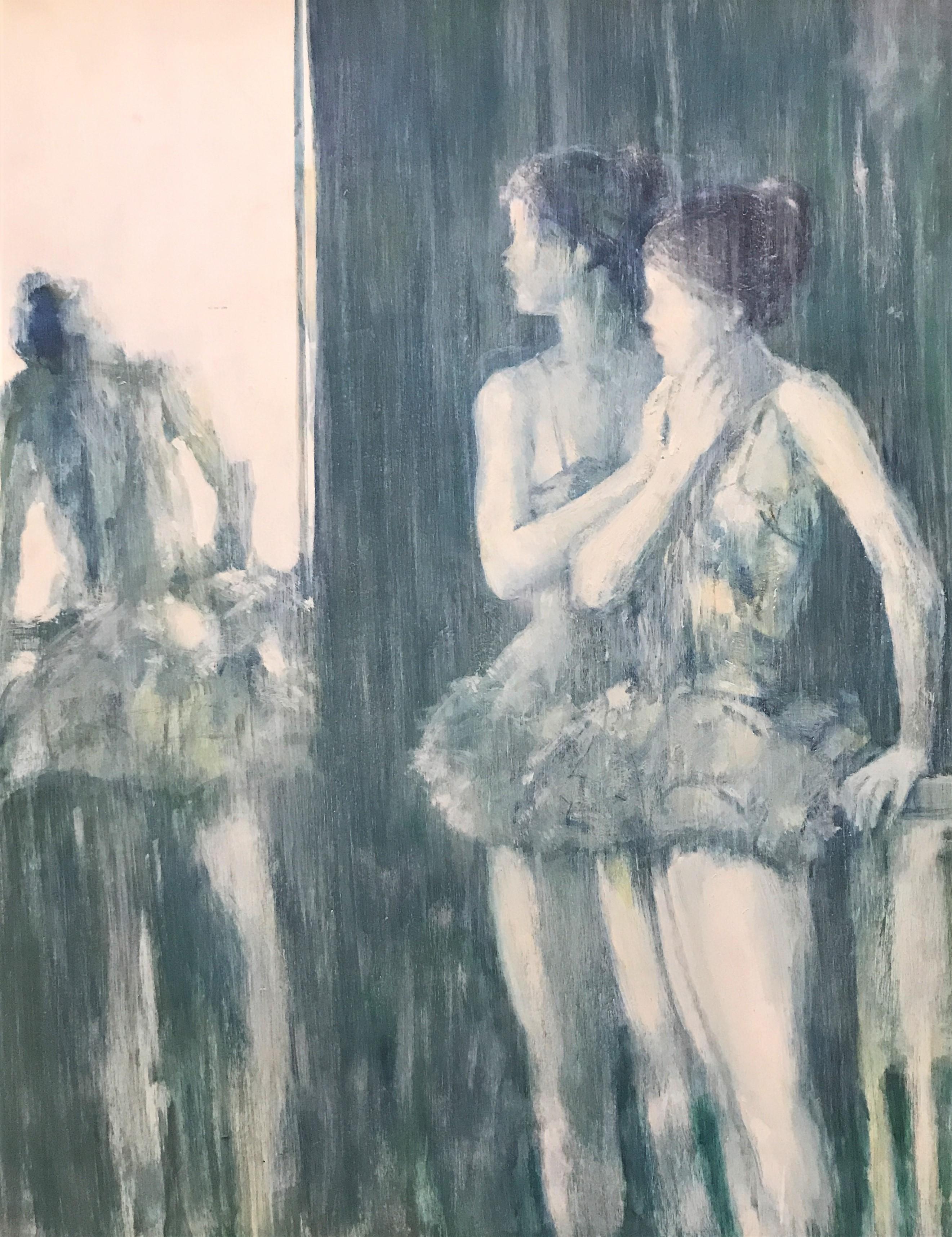 Walter Rovira Figurative Painting - The Dancers/Monochrome, original oil on canvas, 