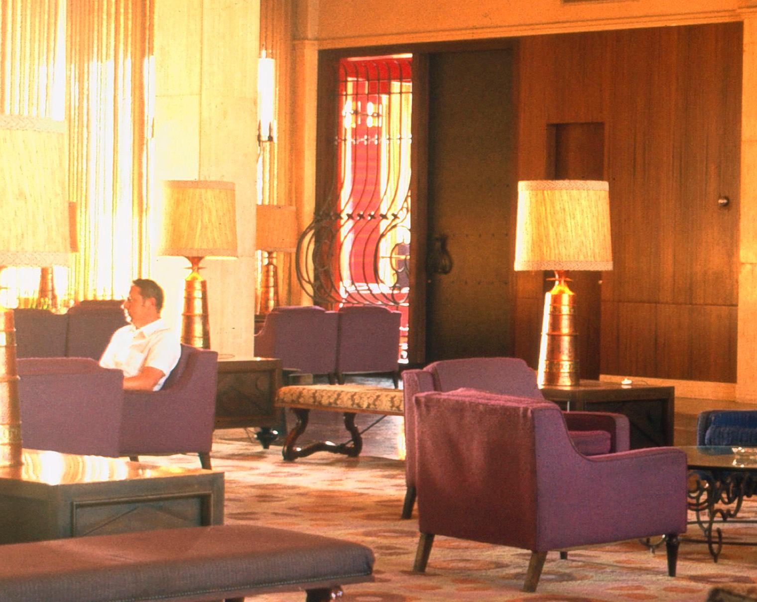 1970s hotel lobby