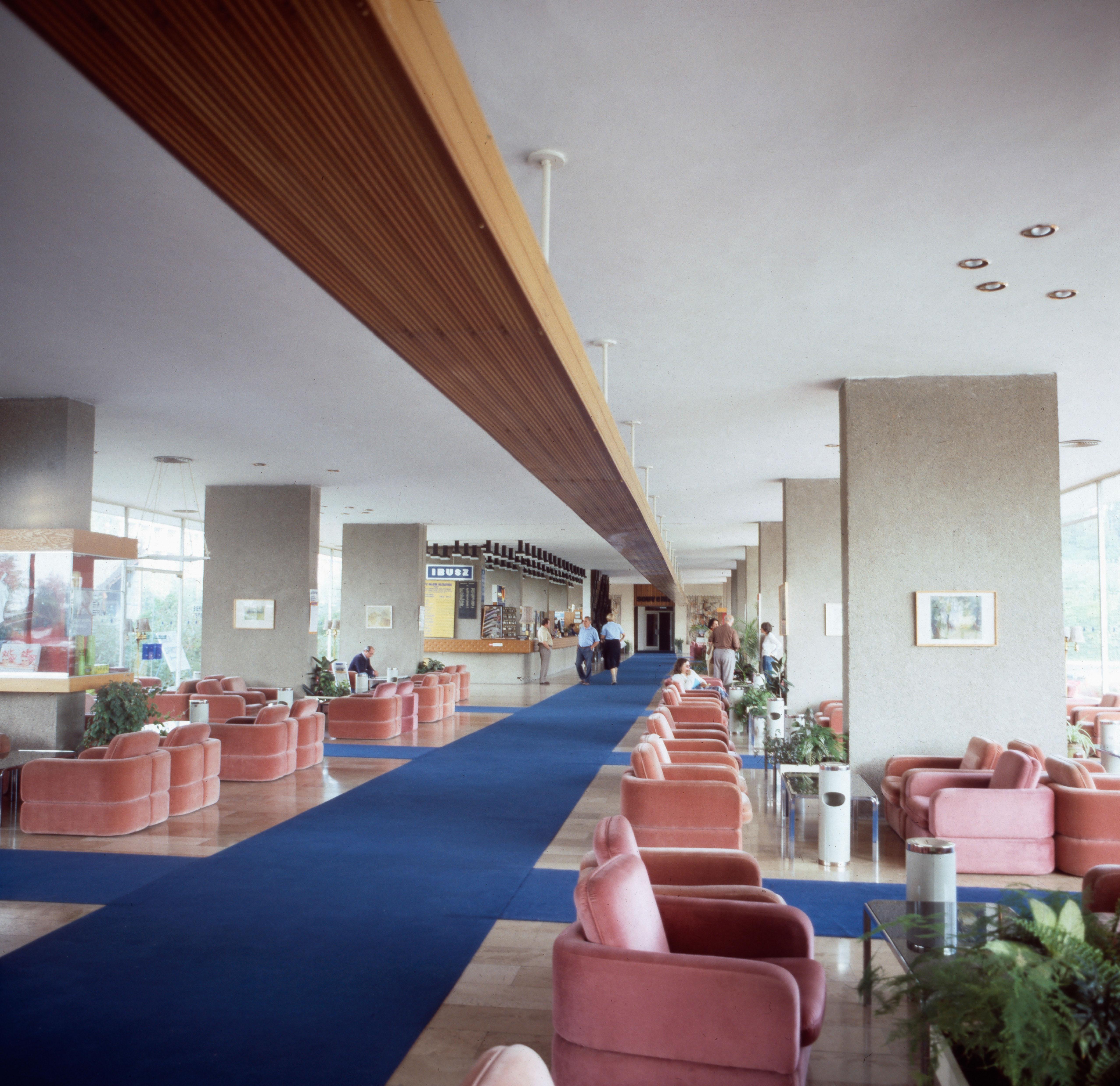 Walter Rudolph Black and White Photograph - Retro Hotel Lobby of the 1970ies, Limited Edition, Printed Later